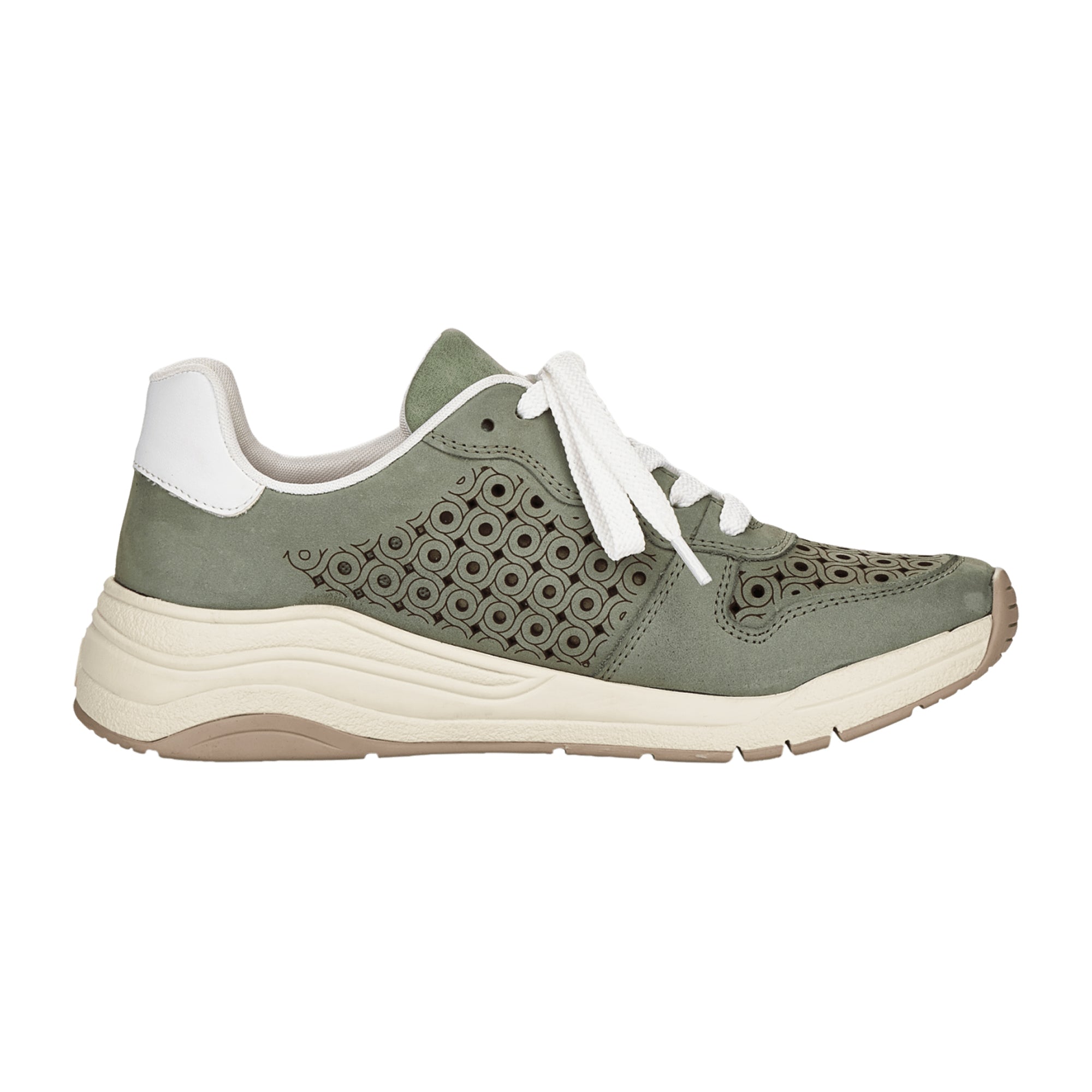 Rieker M0602 Women's Green Flat Shoes with Laces