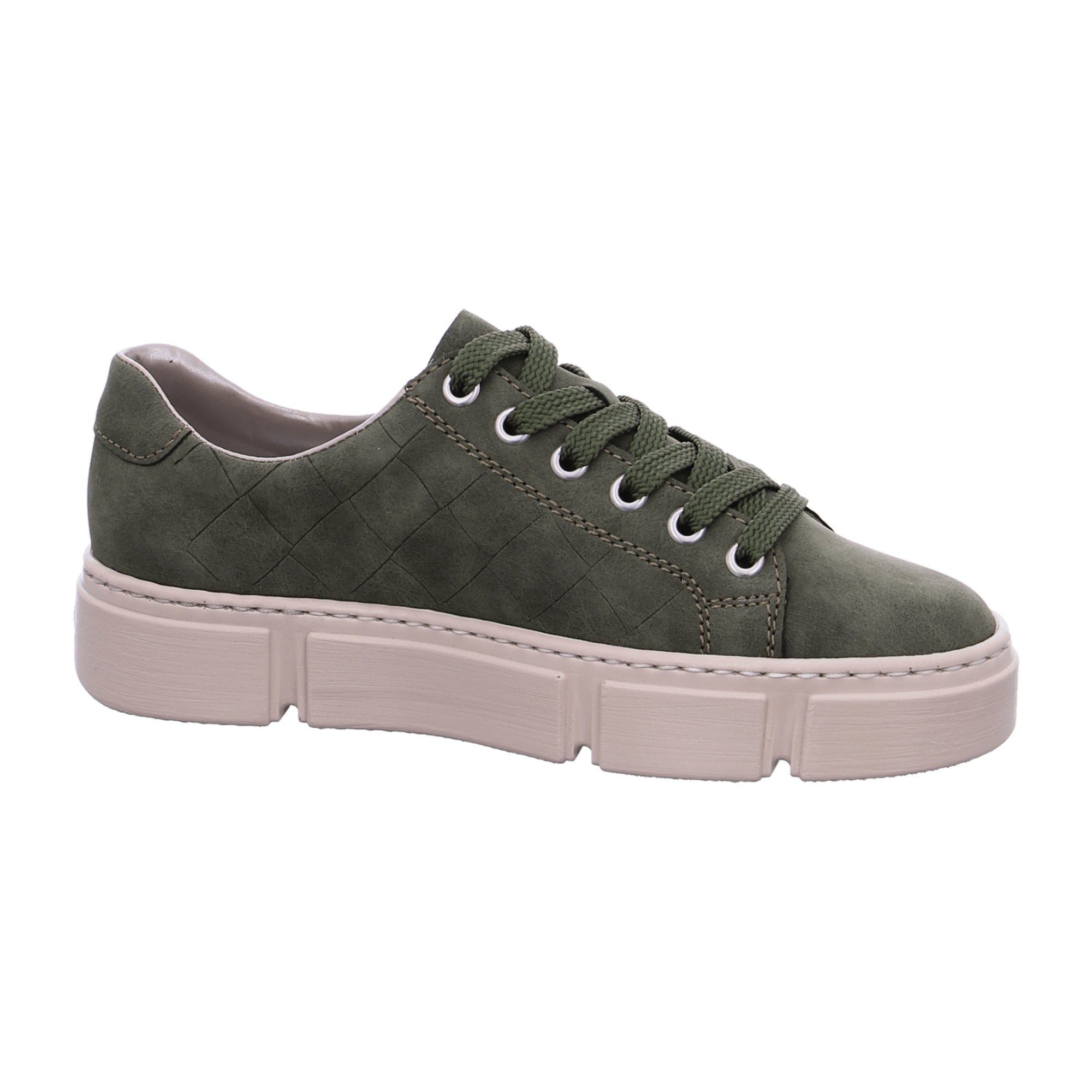 Rieker Women's Green Sneakers with Zip and Laces Lightweight Comfort Sole