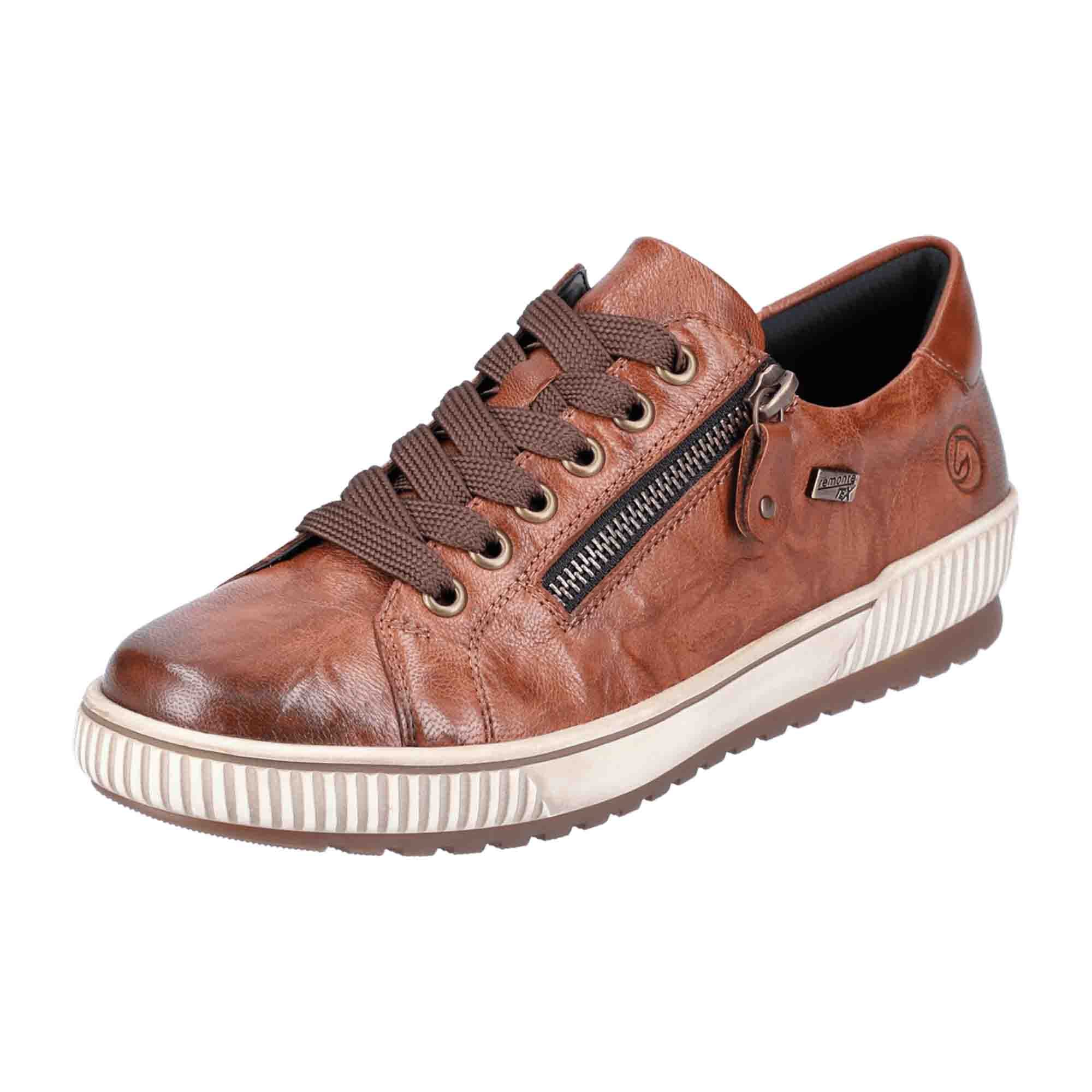 Remonte Brown Comfort Lace-Up Shoes for Women Extra Wide Water-Resistant Leather