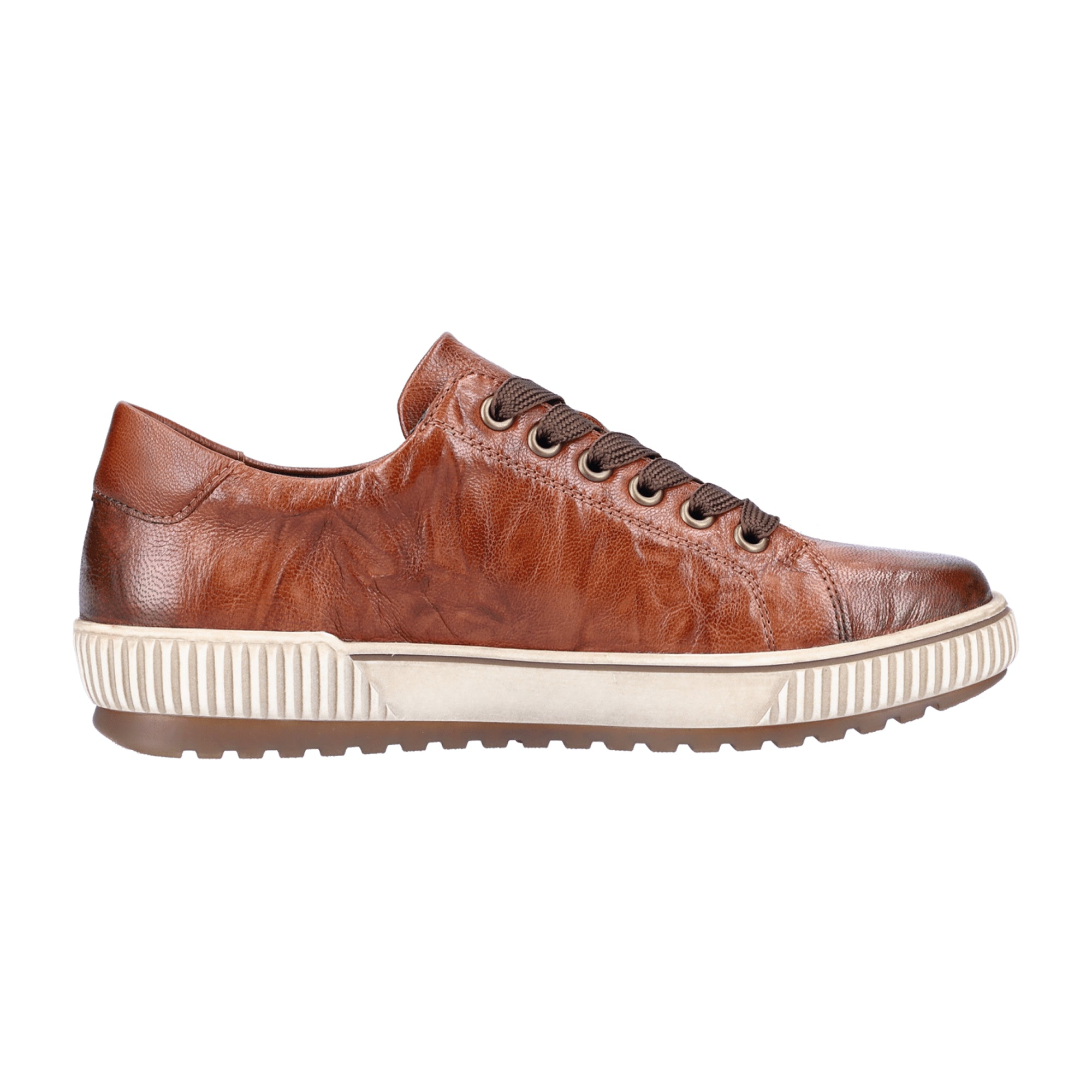 Remonte Brown Comfort Lace-Up Shoes for Women Extra Wide Water-Resistant Leather