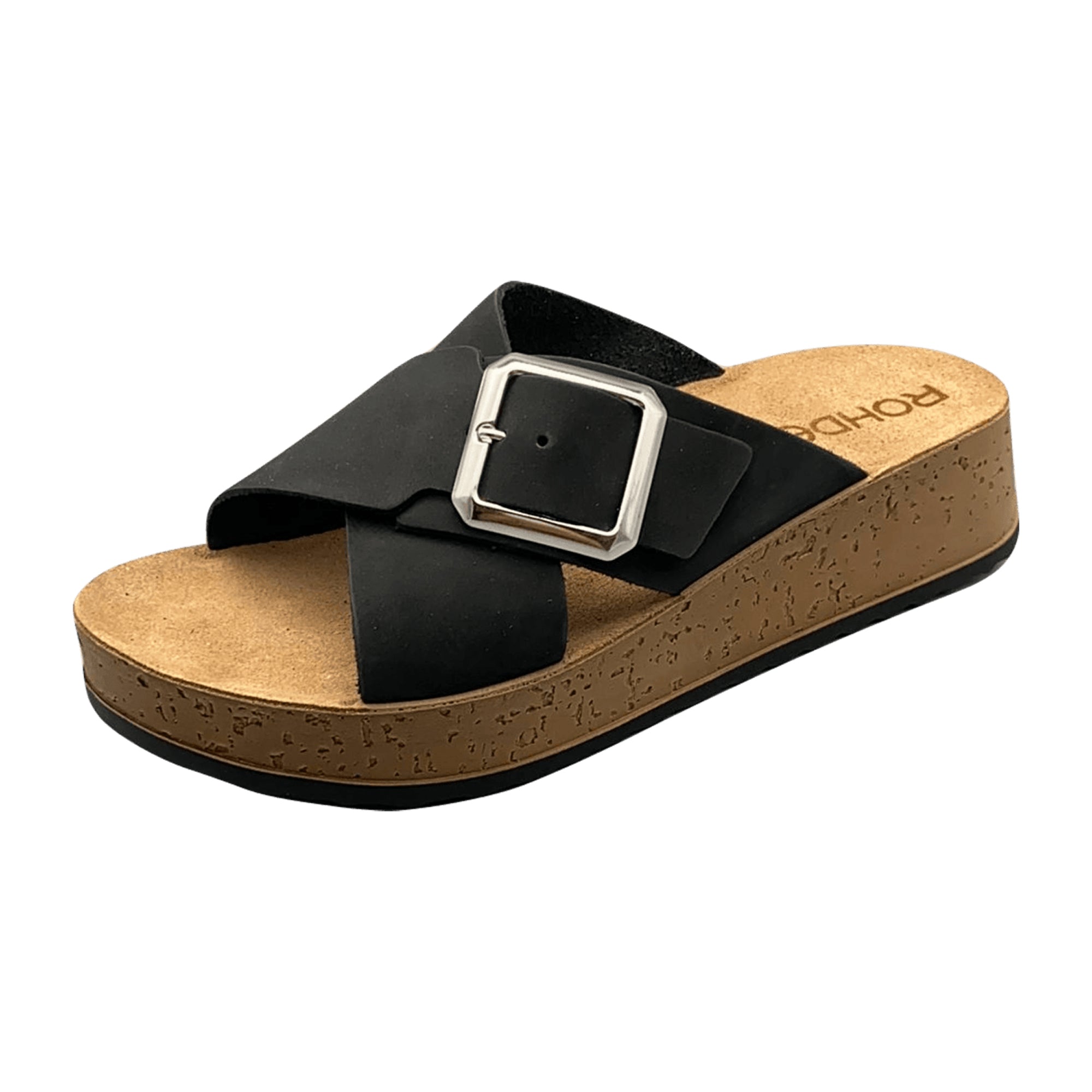 Rohde Cortona Women's Black Nubuck Leather Shoes with Buckle Spring Summer