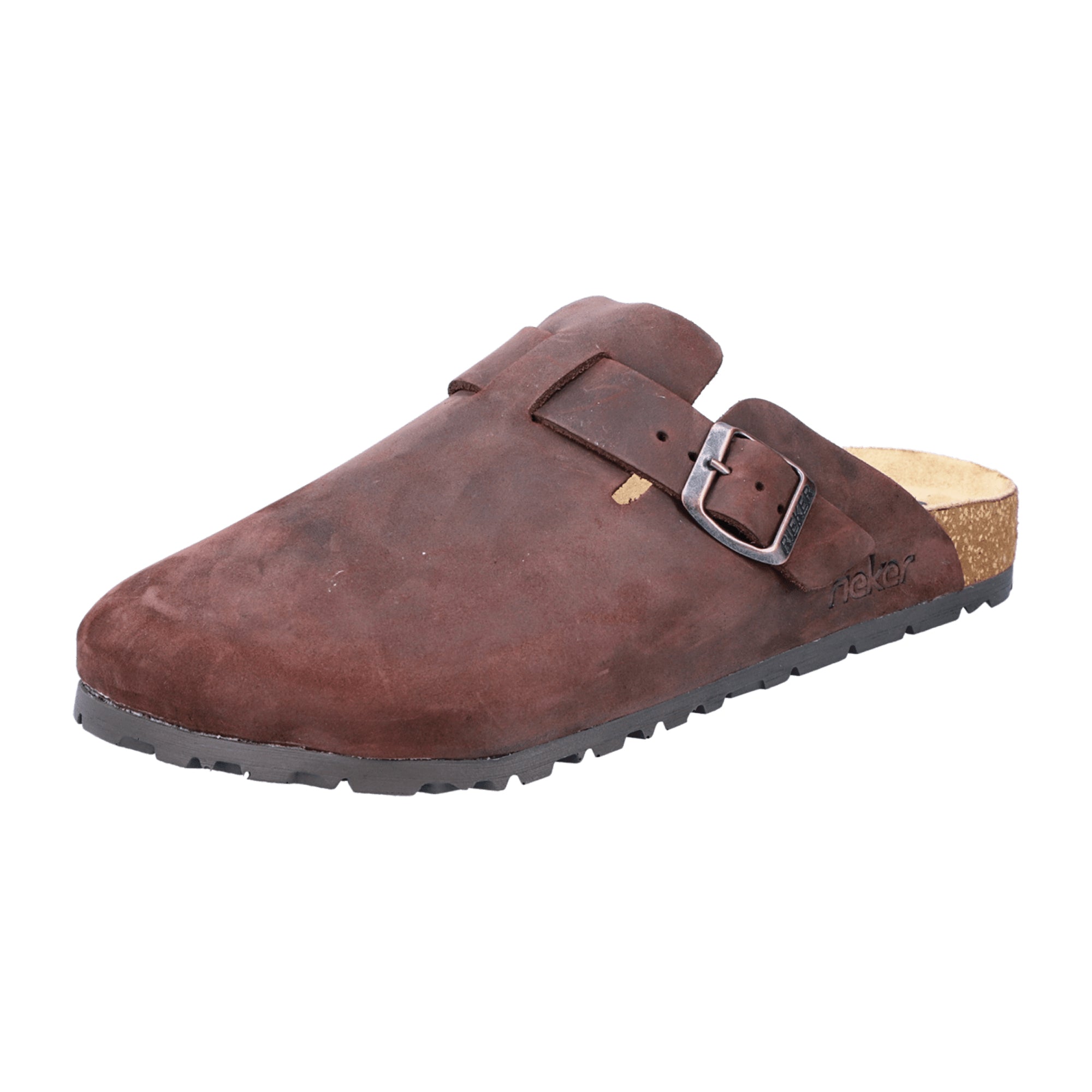 Men's Brown Rieker Clogs Nubuck Leather with Buckle Fastening Casual Shoes