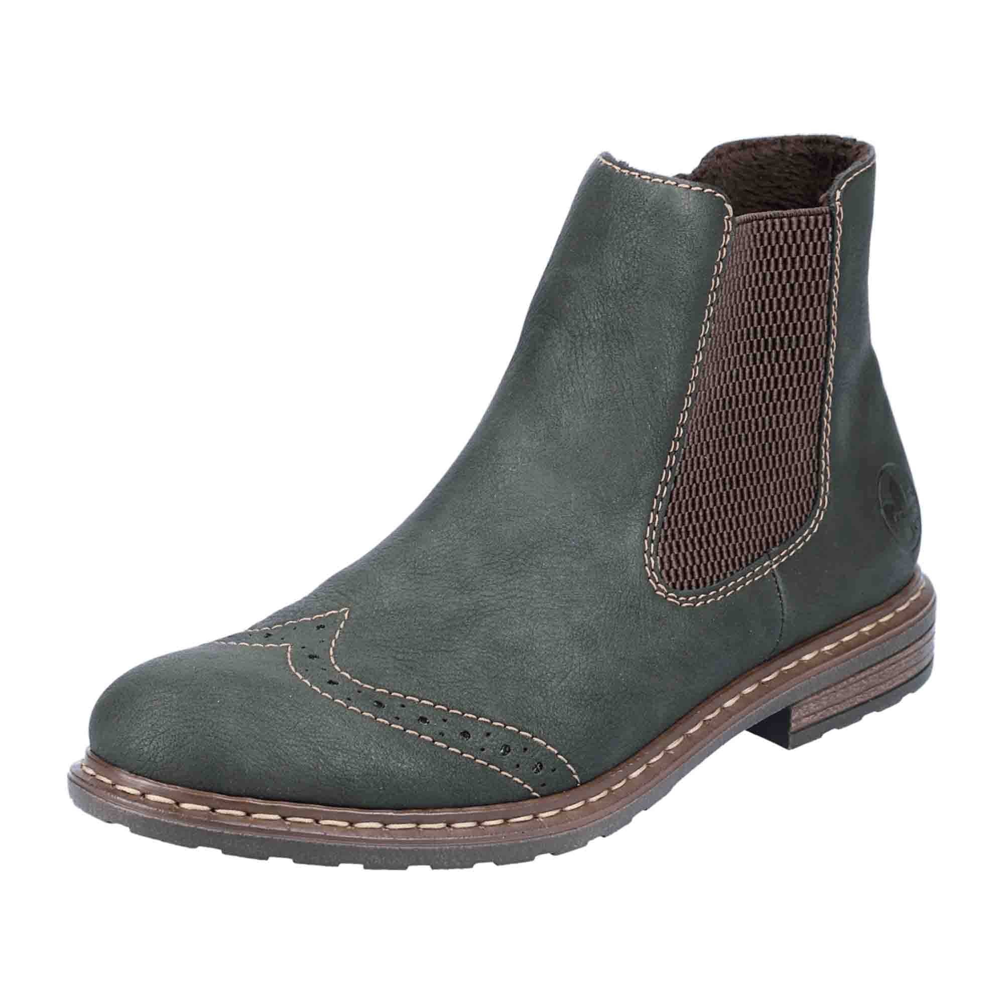 Rieker Women's Green Chelsea Boots with Zipper and Warm Lining for Winter