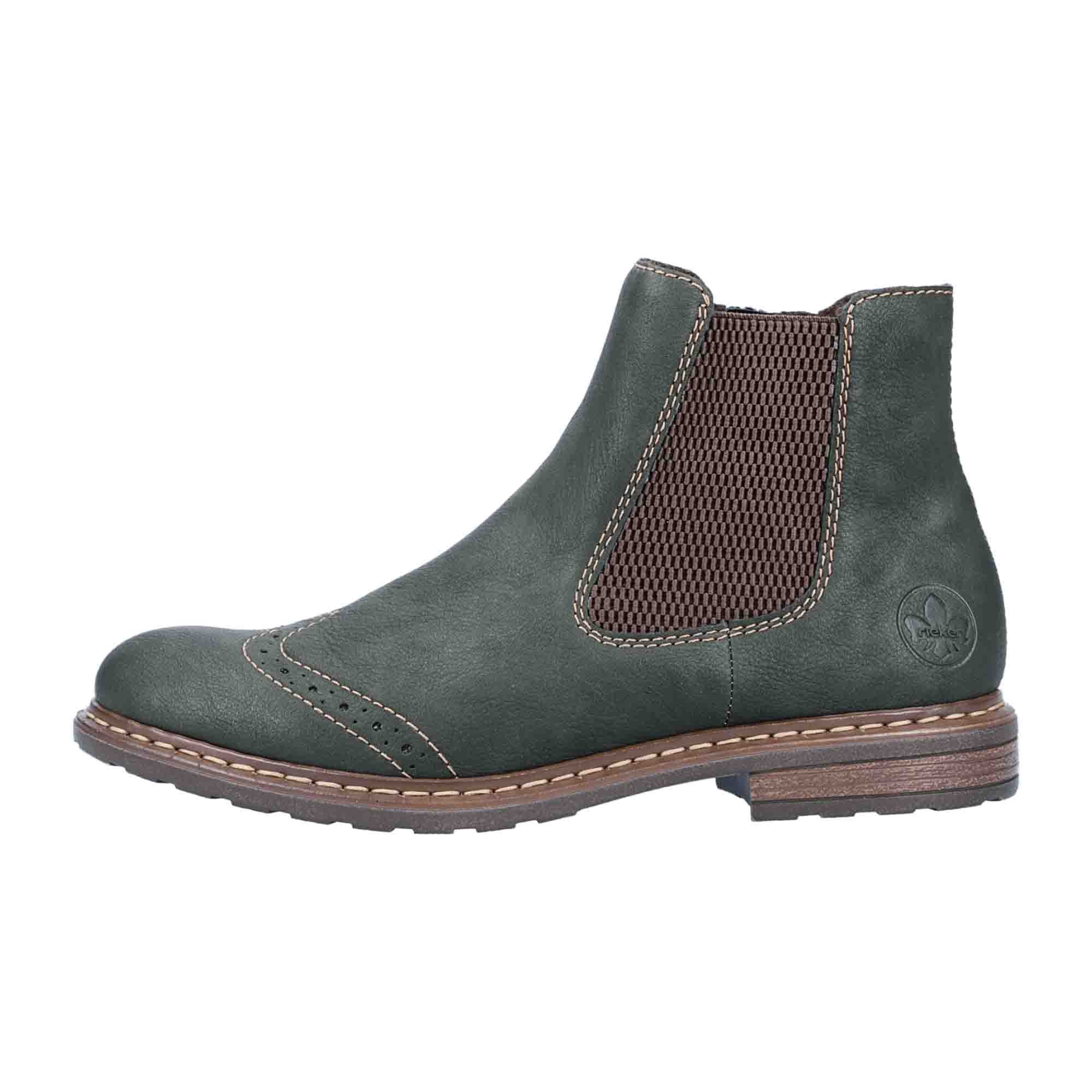 Rieker Women's Green Chelsea Boots with Zipper and Warm Lining for Winter - Bartel-Shop