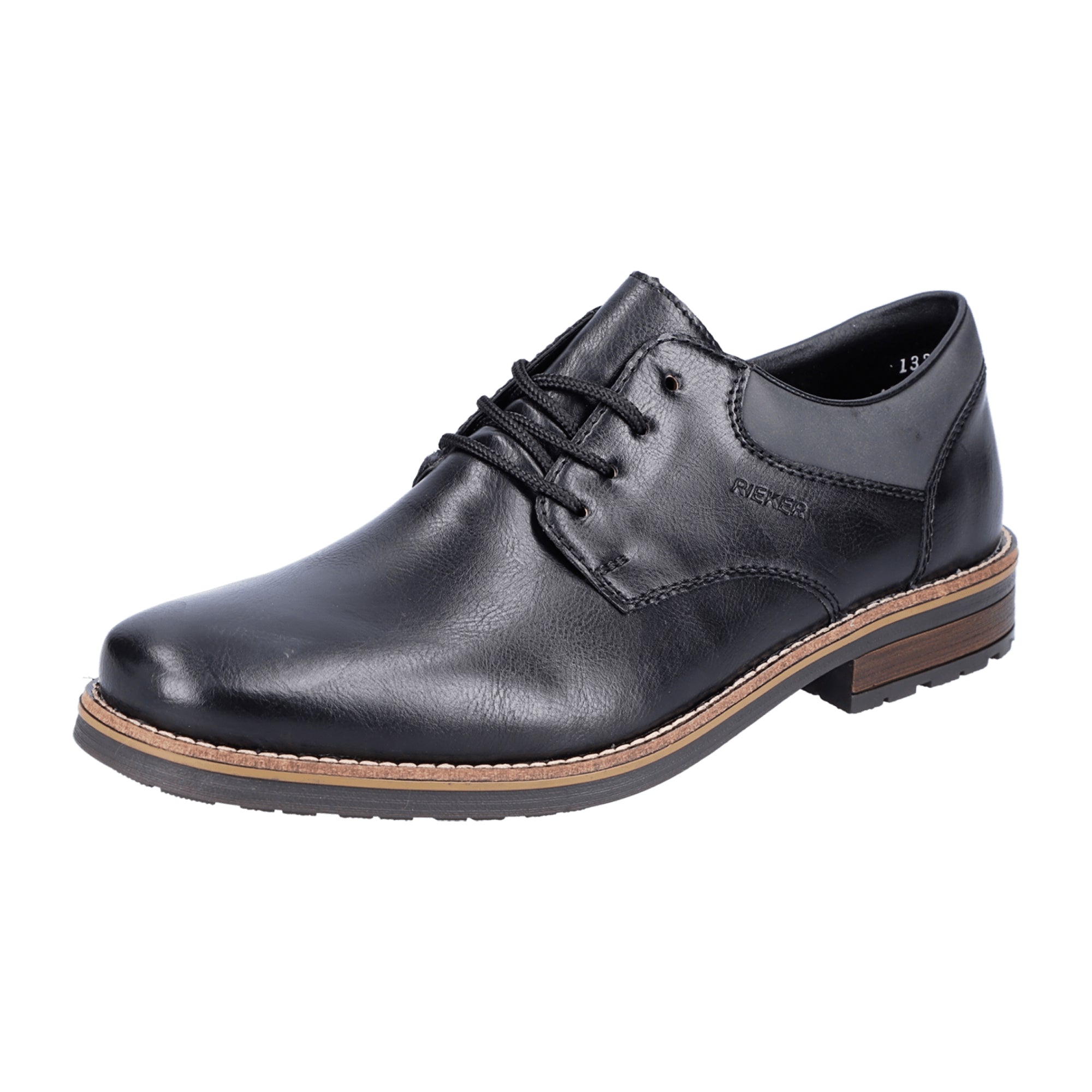 Rieker Black and Brown Oxfords Rieker Black Lace-Up Shoes Comfortable Faux Leather with  main image 2