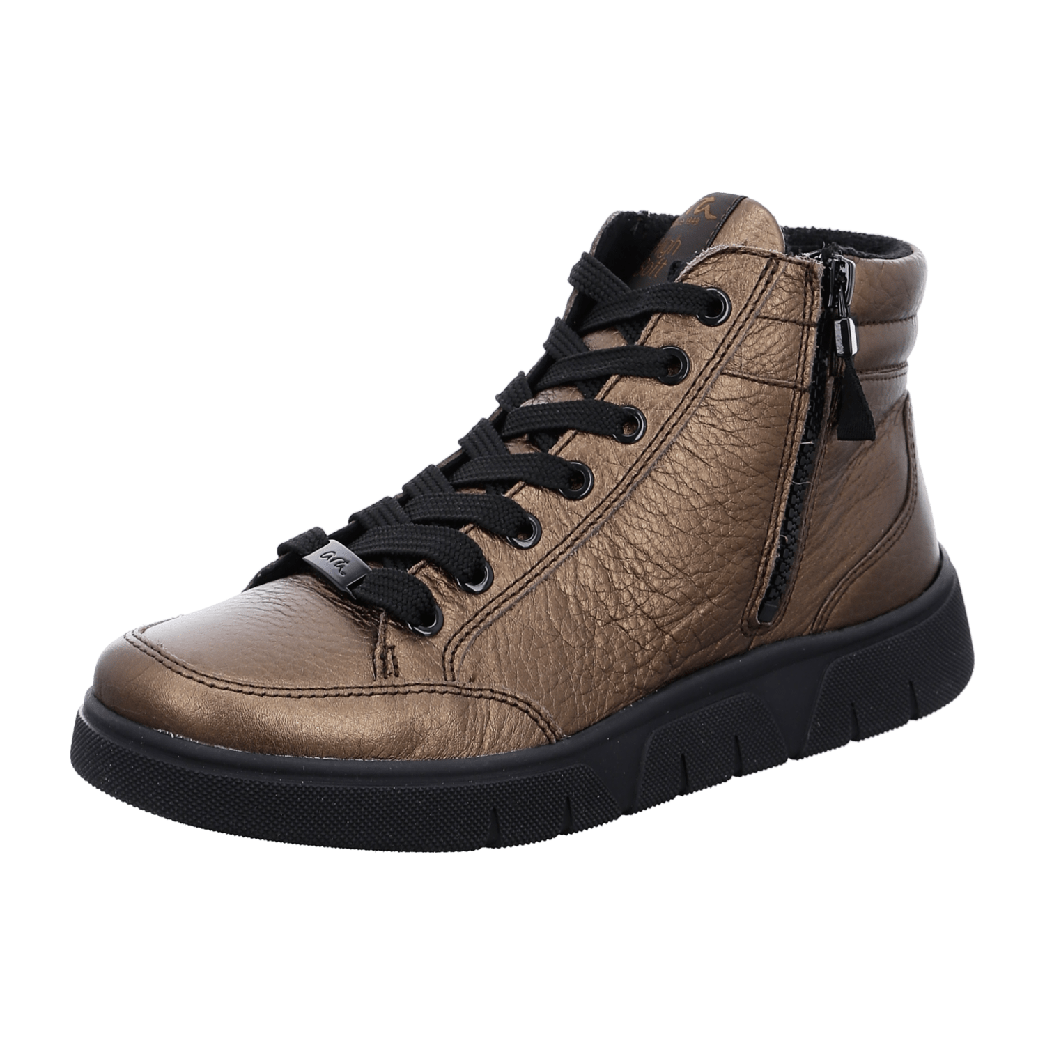 ARA ROM Women's Suede Sneakers in Brown Round Toe Lace-Up Shoes