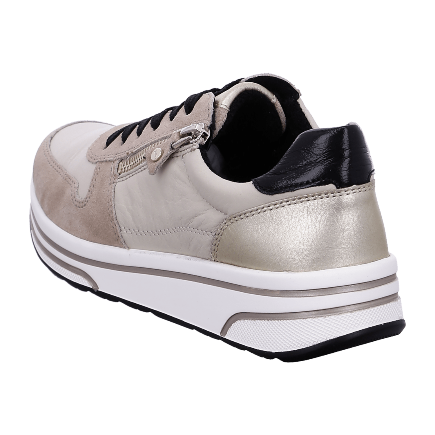 ARA Sapporo Women's Velour Leather Sneakers in Beige with Pull-On Closure