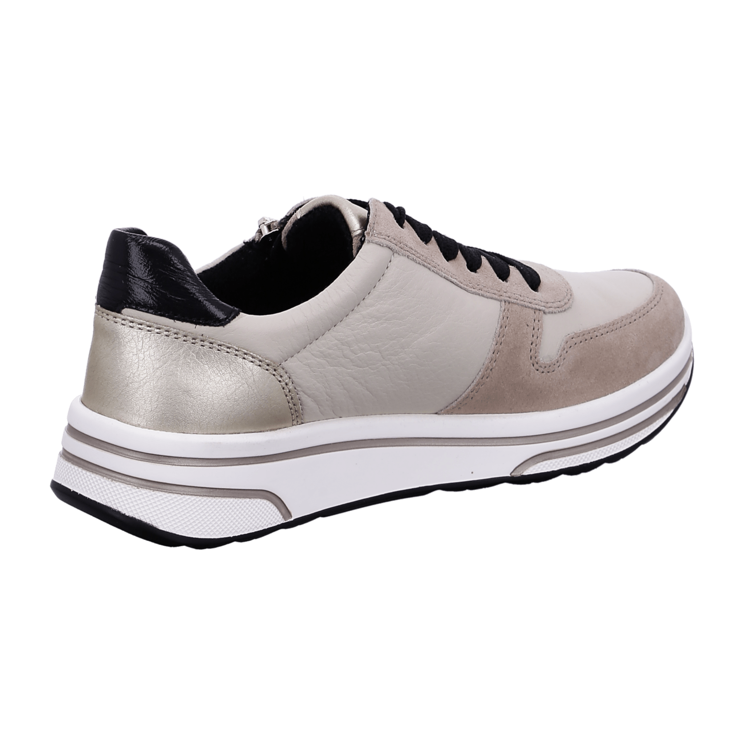 ARA Sapporo Women's Velour Leather Sneakers in Beige with Pull-On Closure