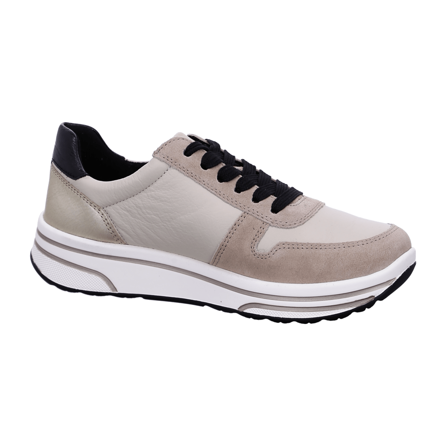 ARA Sapporo Women's Velour Leather Sneakers in Beige with Pull-On Closure