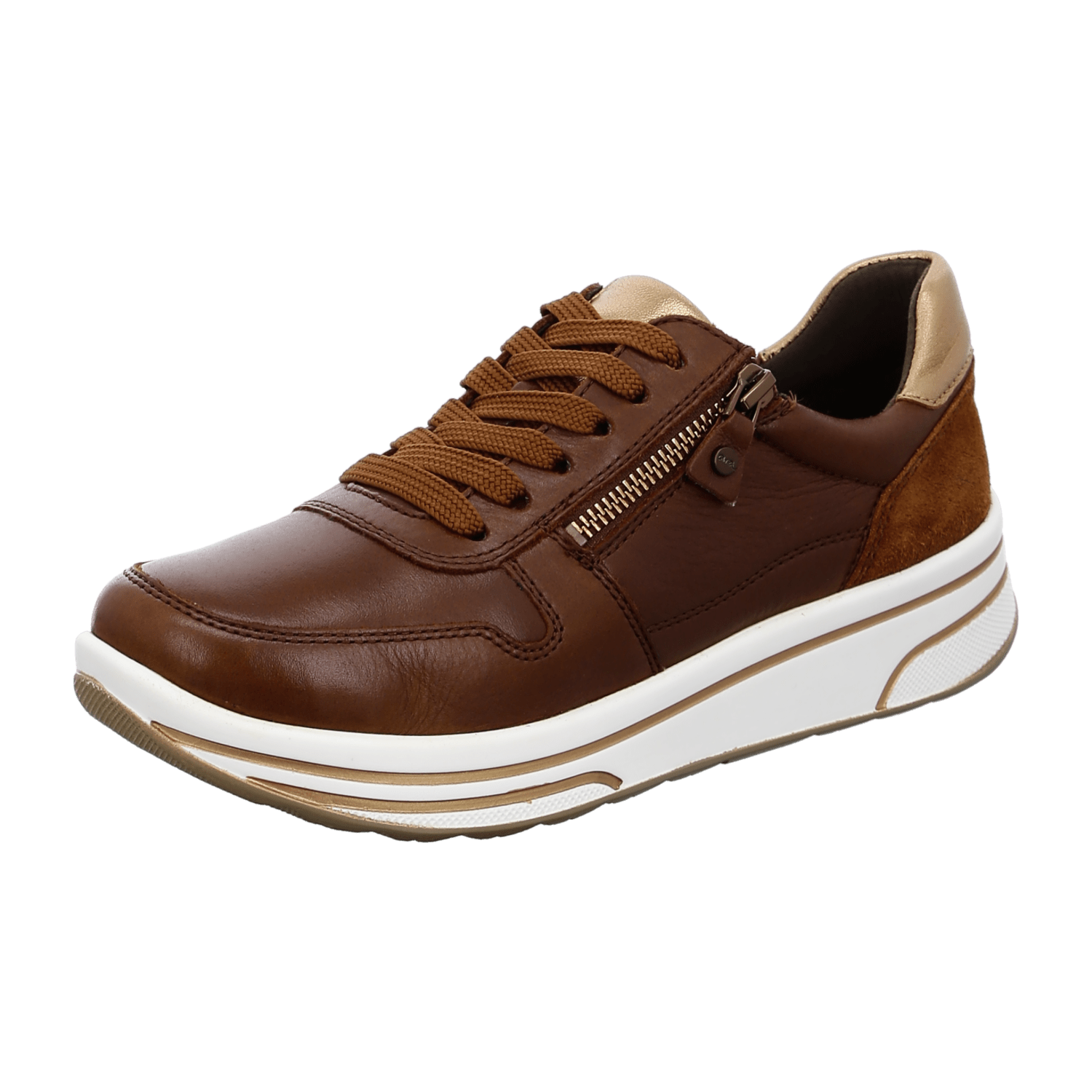 ARA Sapporo Women's Velour Leather Sneakers in Beige with Pull-On Closure