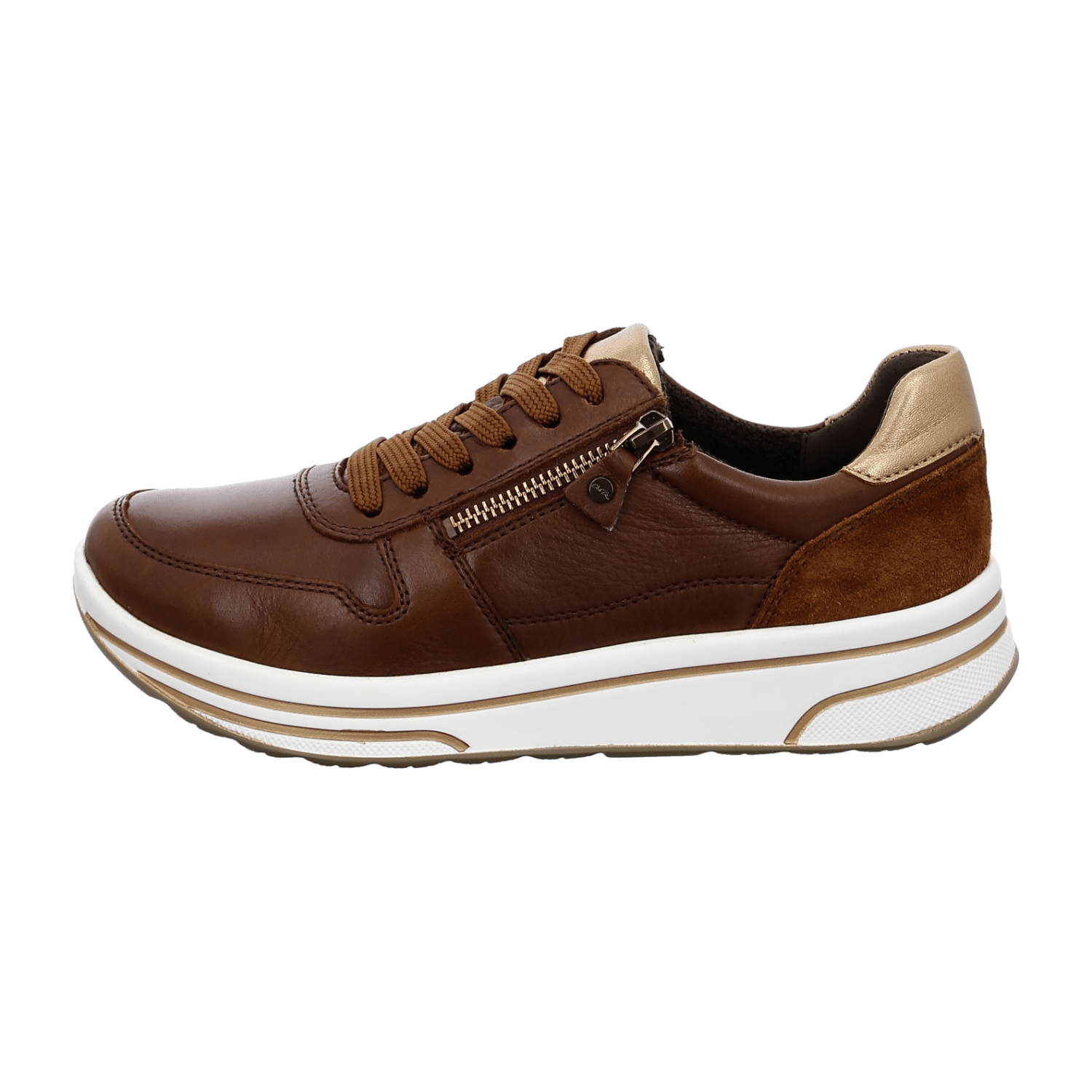 ARA Sapporo Women's Velour Leather Sneakers in Beige with Pull-On Closure