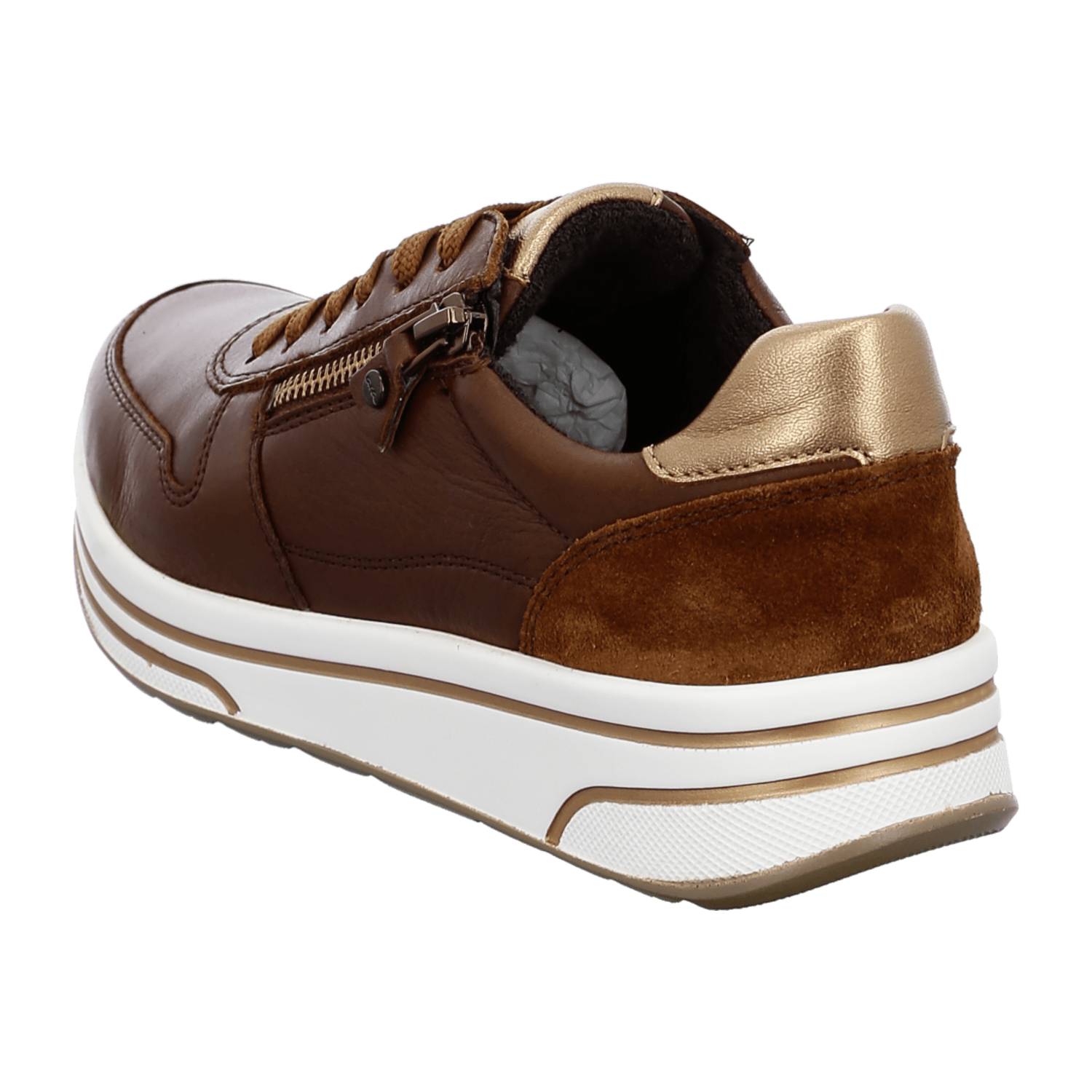 ARA Sapporo Women's Velour Leather Sneakers in Beige with Pull-On Closure
