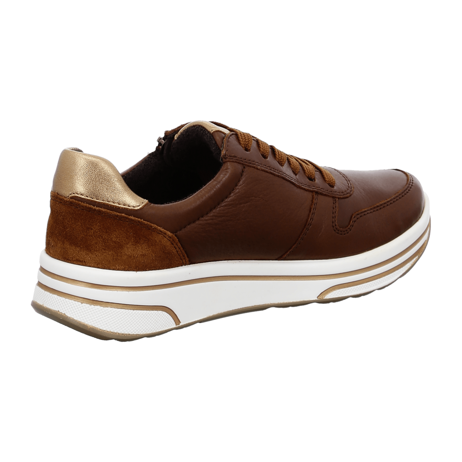 ARA Sapporo Women's Velour Leather Sneakers in Beige with Pull-On Closure