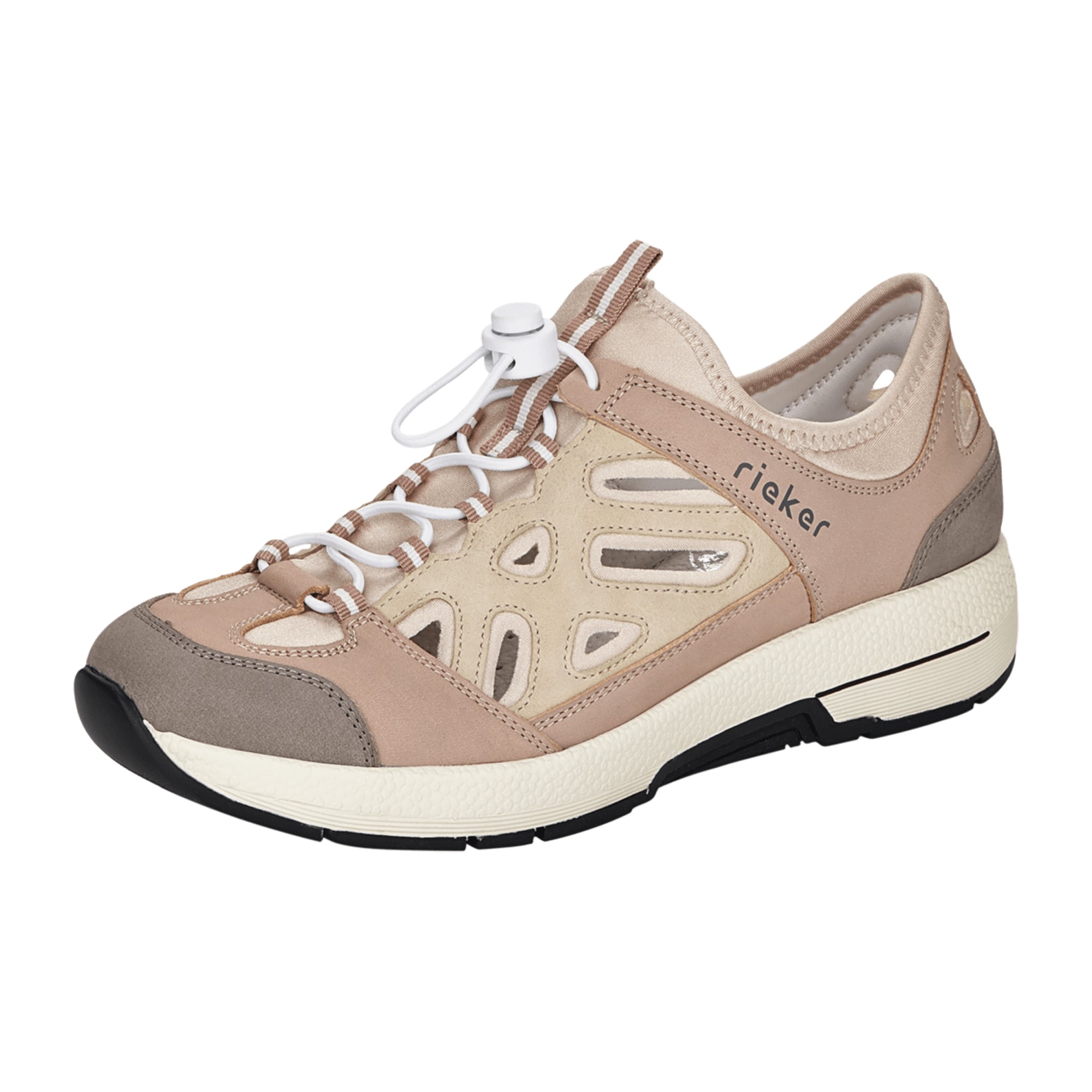 Rieker Comfortable Beige Leather Slip-On Shoes for Women N8460-60 Flexible Sole