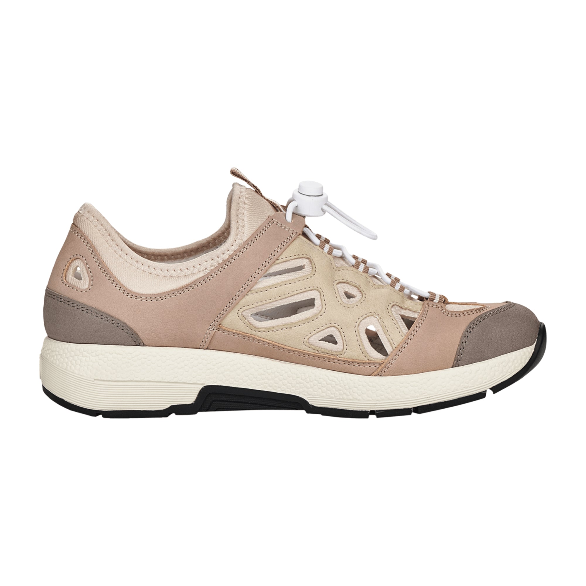 Rieker Comfortable Beige Leather Slip-On Shoes for Women N8460-60 Flexible Sole