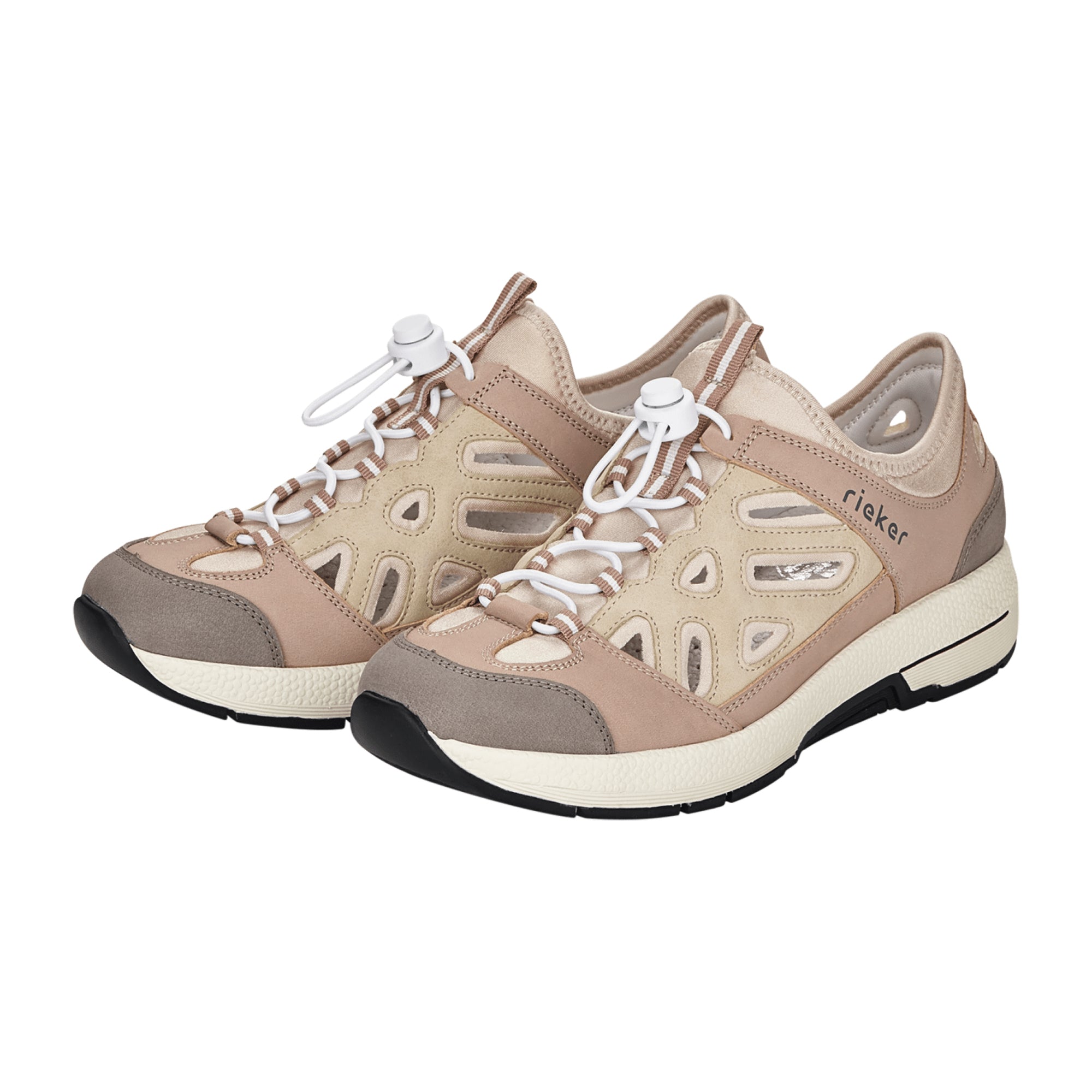 Rieker Comfortable Beige Leather Slip-On Shoes for Women N8460-60 Flexible Sole
