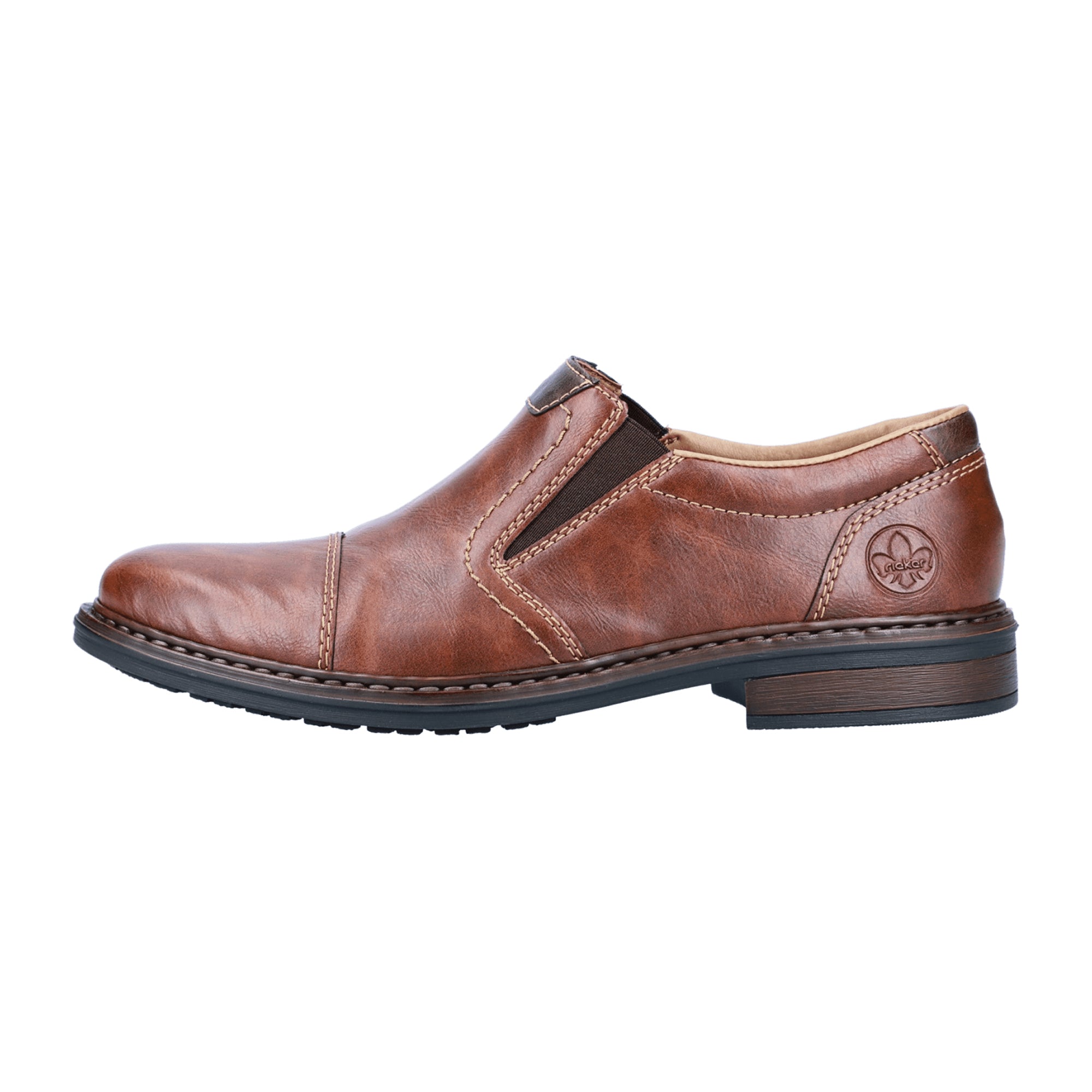 Rieker Brown Slip-On Shoes Comfortable Wide Fit Synthetic Upper Flat Heel - Bartel-Shop
