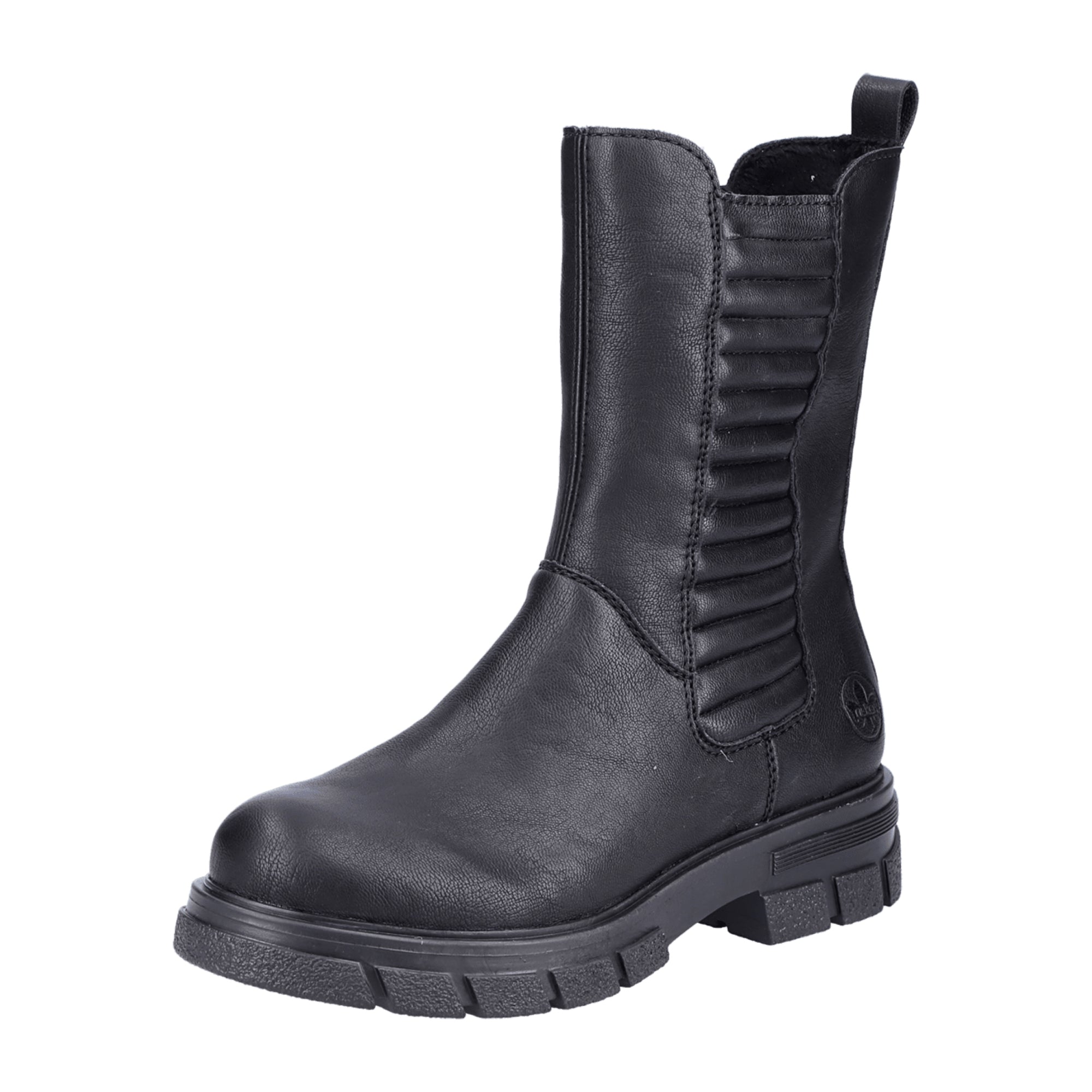Rieker Women's Black Chelsea Boots with Warm Lining and Side Zipper