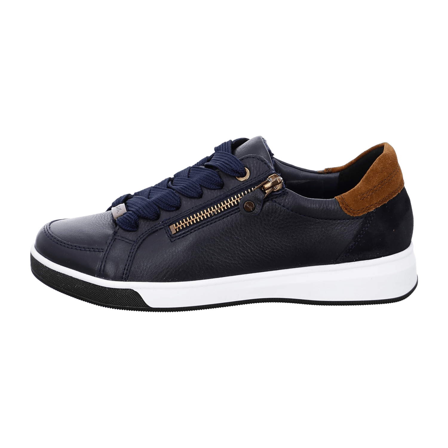 ARA ROM Women's Sneakers in Blue Smooth Leather with Lace-Up Closure and Synthetic Rubber Sole