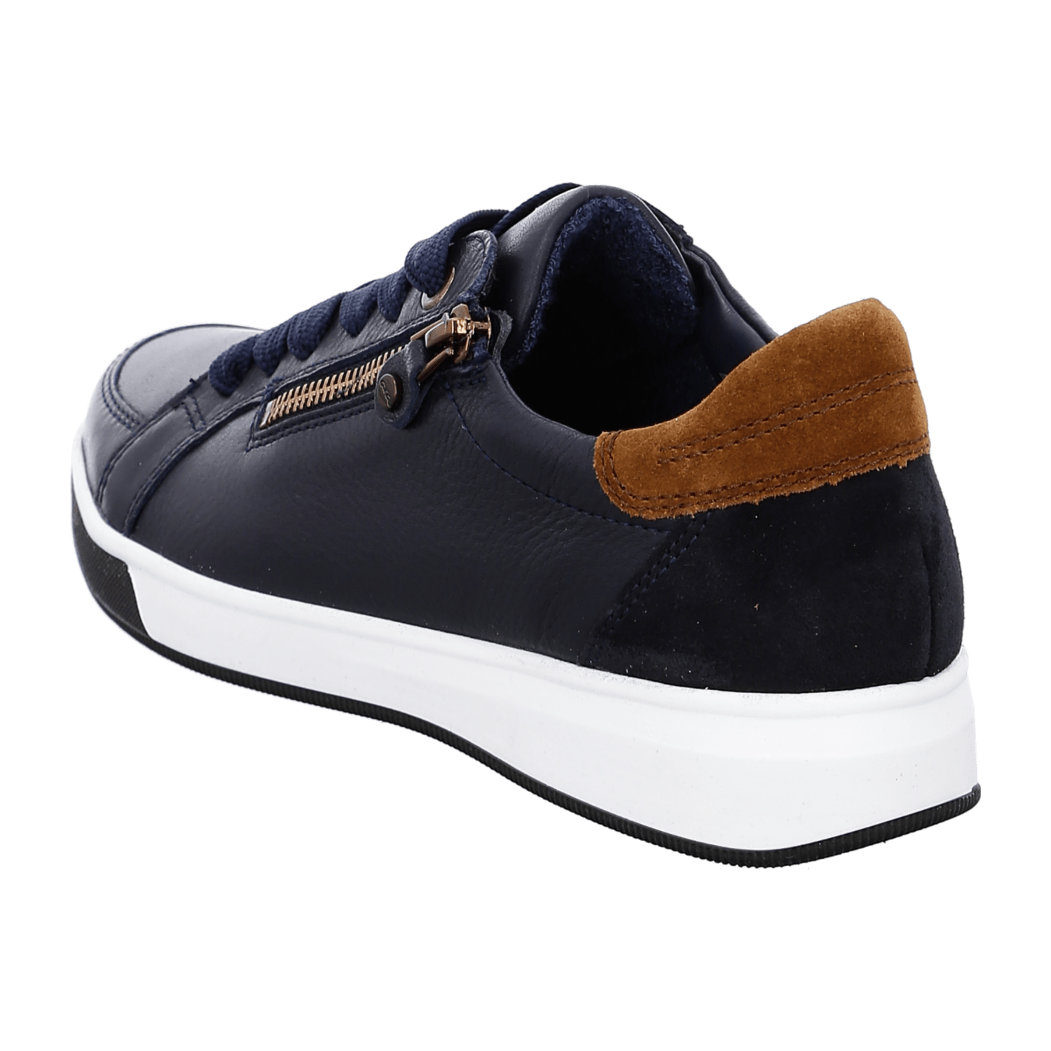 ARA ROM Women's Sneakers in Blue Smooth Leather with Lace-Up Closure and Synthetic Rubber Sole