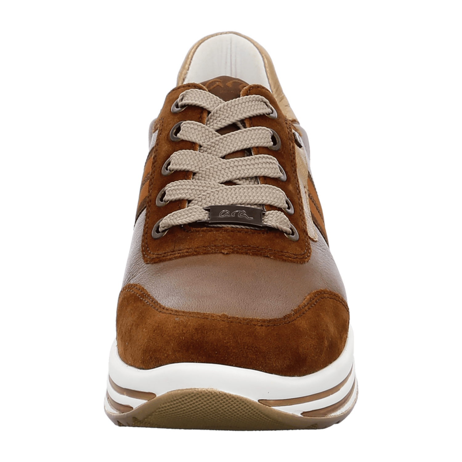 ARA SAPPORO Women's Velour Leather Sneakers in Brown with Lace-Up Closure and Round Toe