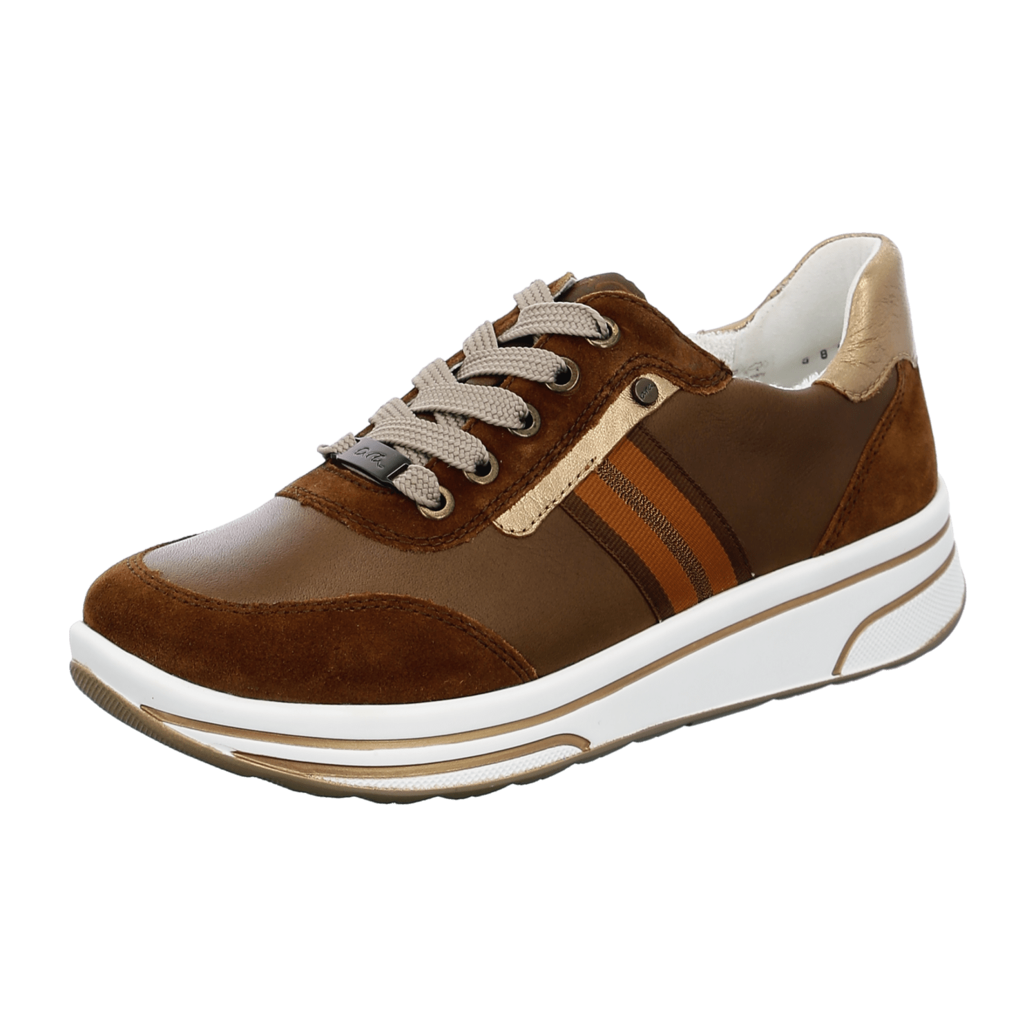 ARA SAPPORO Women's Velour Leather Sneakers in Brown with Lace-Up Closure and Round Toe