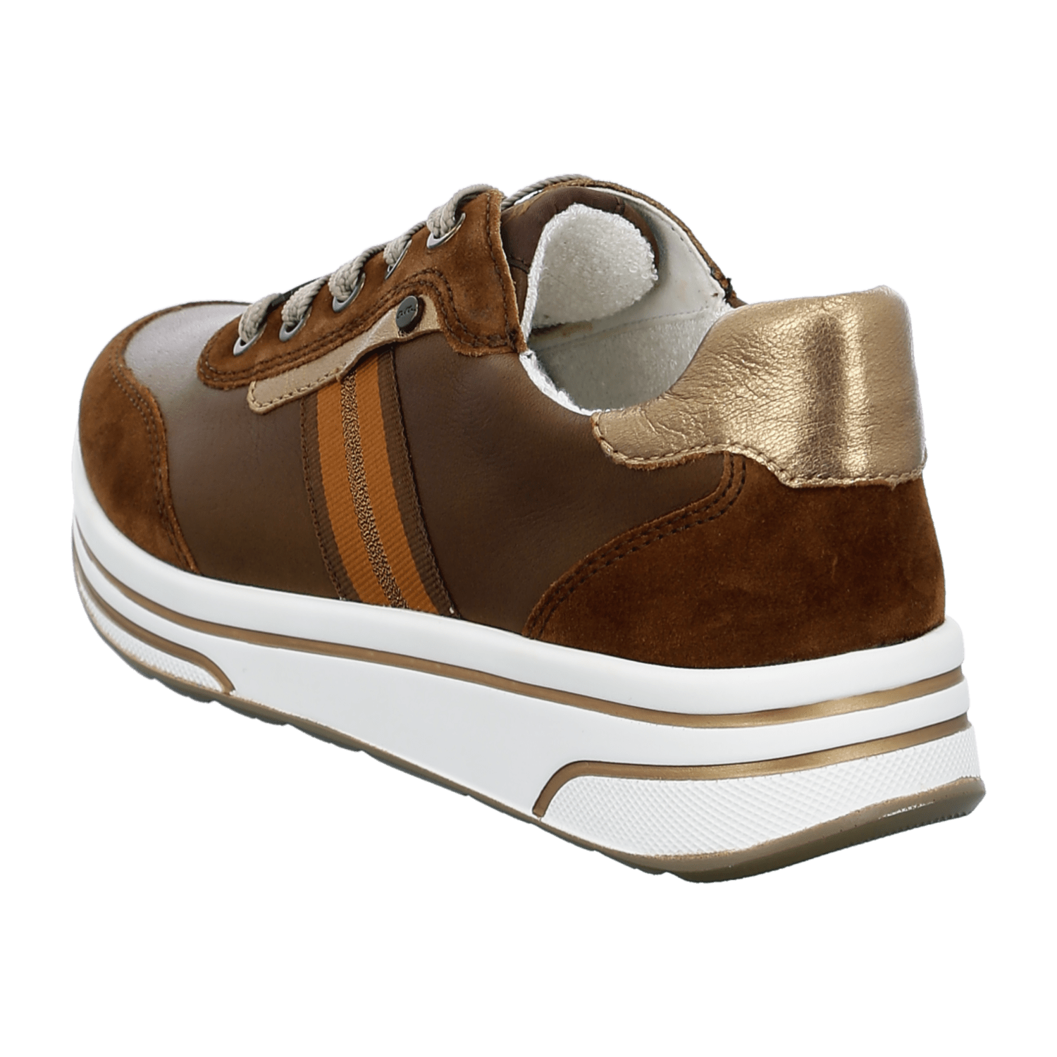ARA SAPPORO Women's Velour Leather Sneakers in Brown with Lace-Up Closure and Round Toe