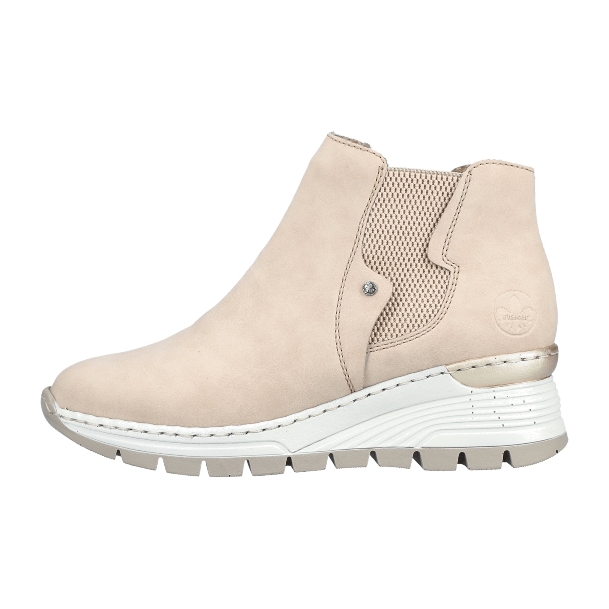 Rieker Beige Women's Ankle Boots with Zipper and Cold Lining