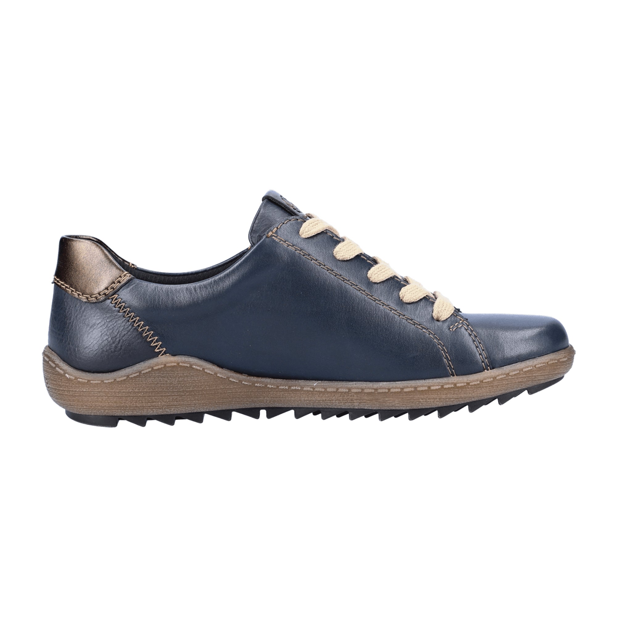 Remonte Women's Blue Leather Lace-Up Shoes with Waterproof Membrane