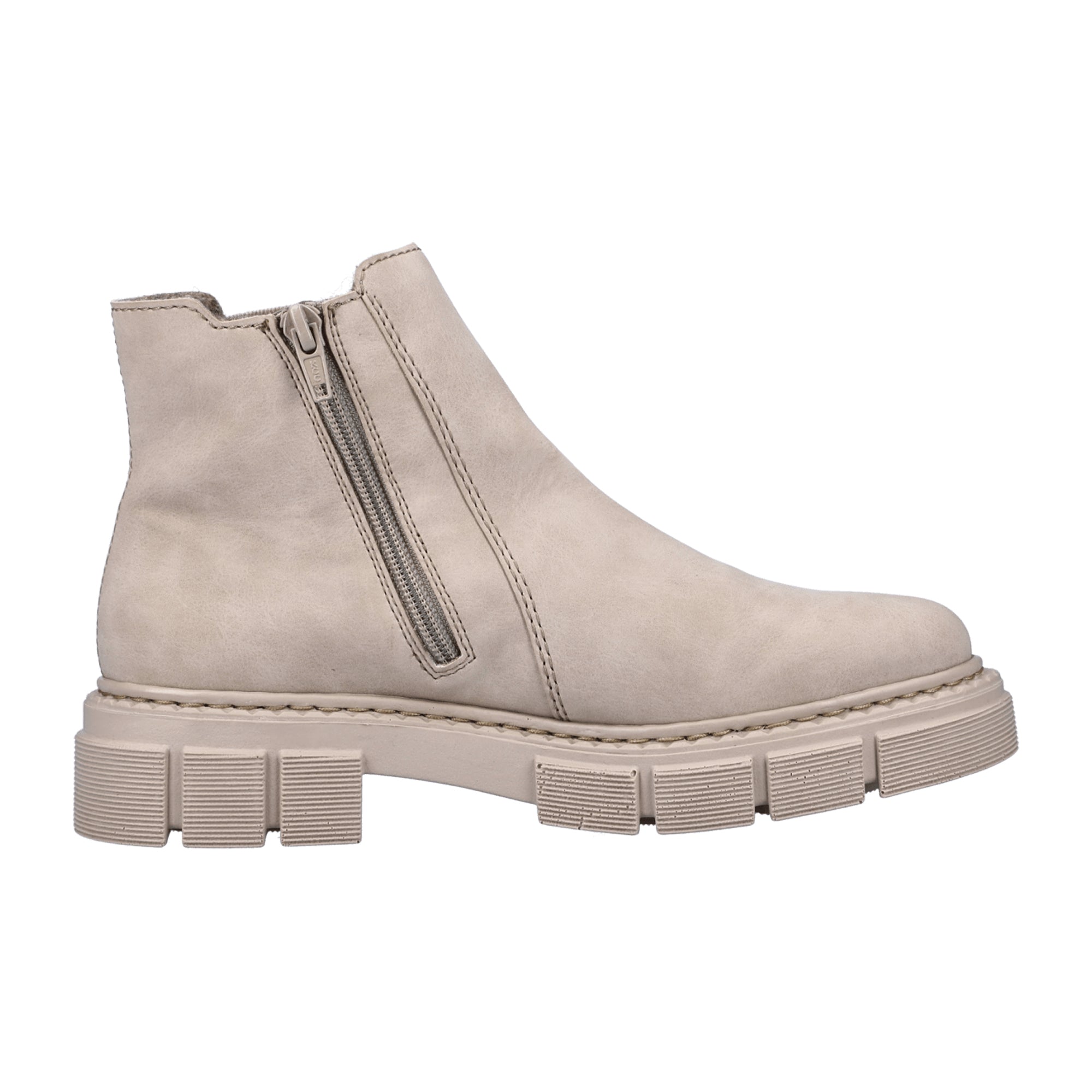 Rieker Women's Beige Slip-On Ankle Boots with Zipper and Warm Lining