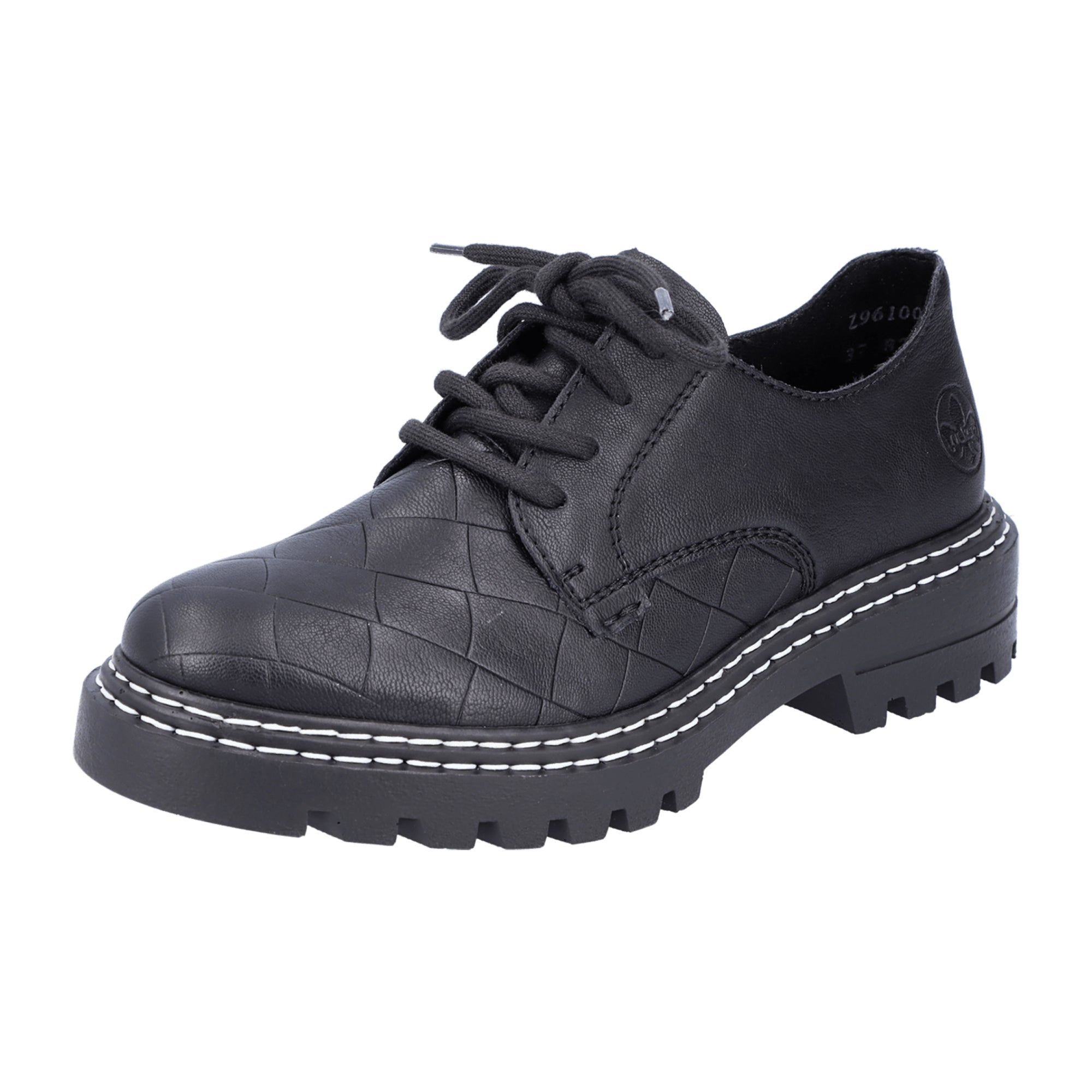 Rieker Women's Black Lace-Up Shoes Comfortable Synthetic Leather Casual Footwear
