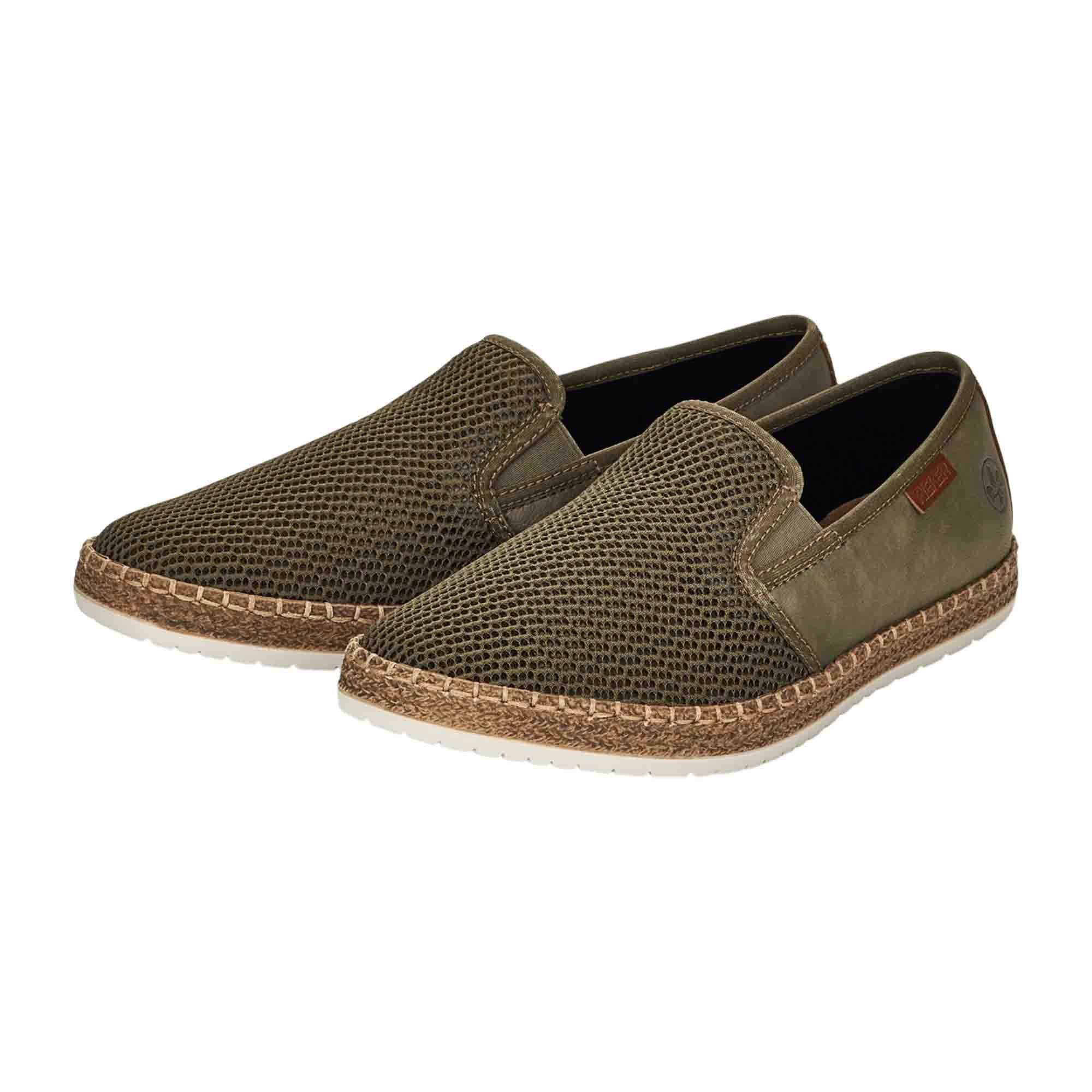 Rieker Comfortable Green Slip-On Shoes for Men with Shock Absorbing Sole