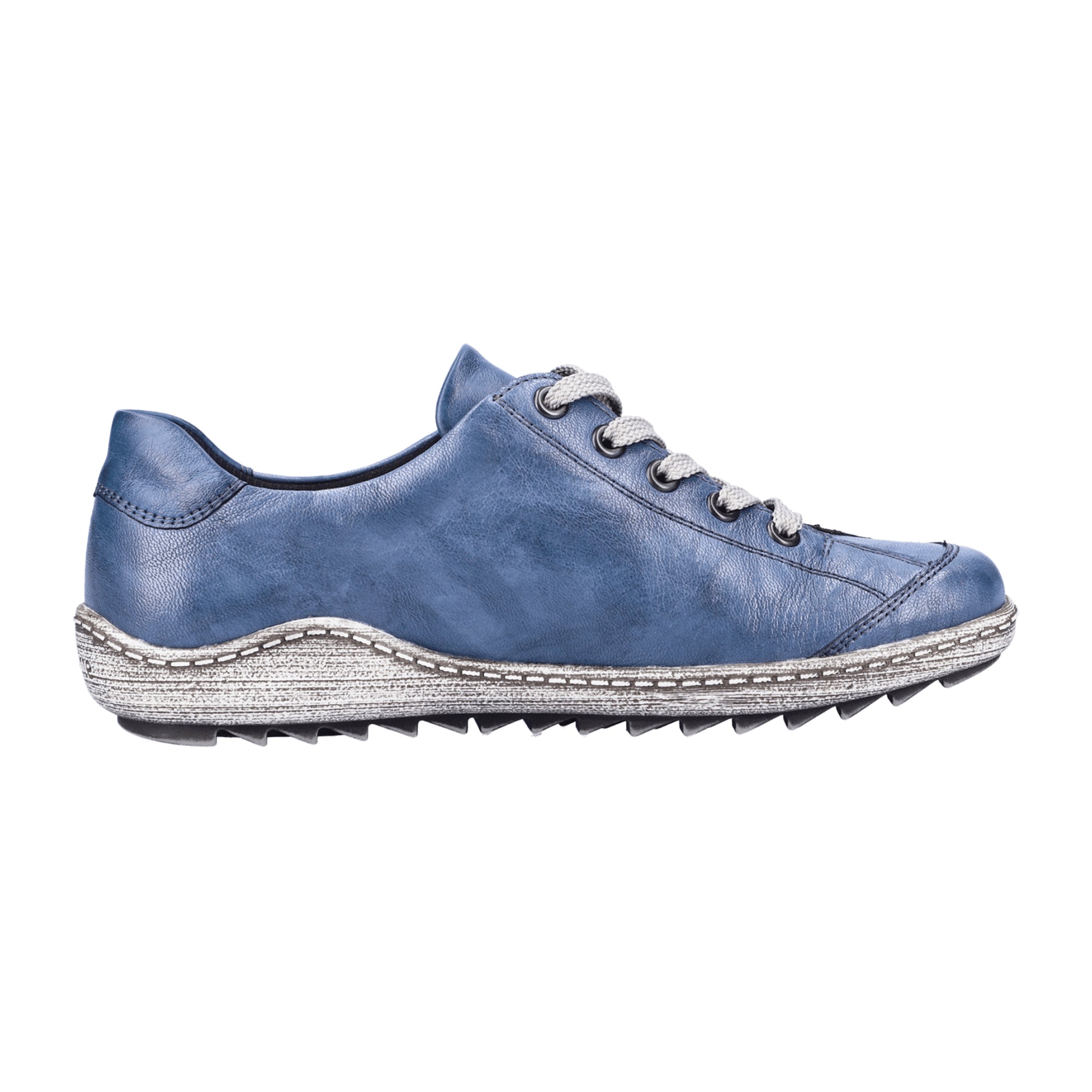 Remonte Women's Blue Comfort Lace-Up Shoes Extra Wide Water-Resistant Leather