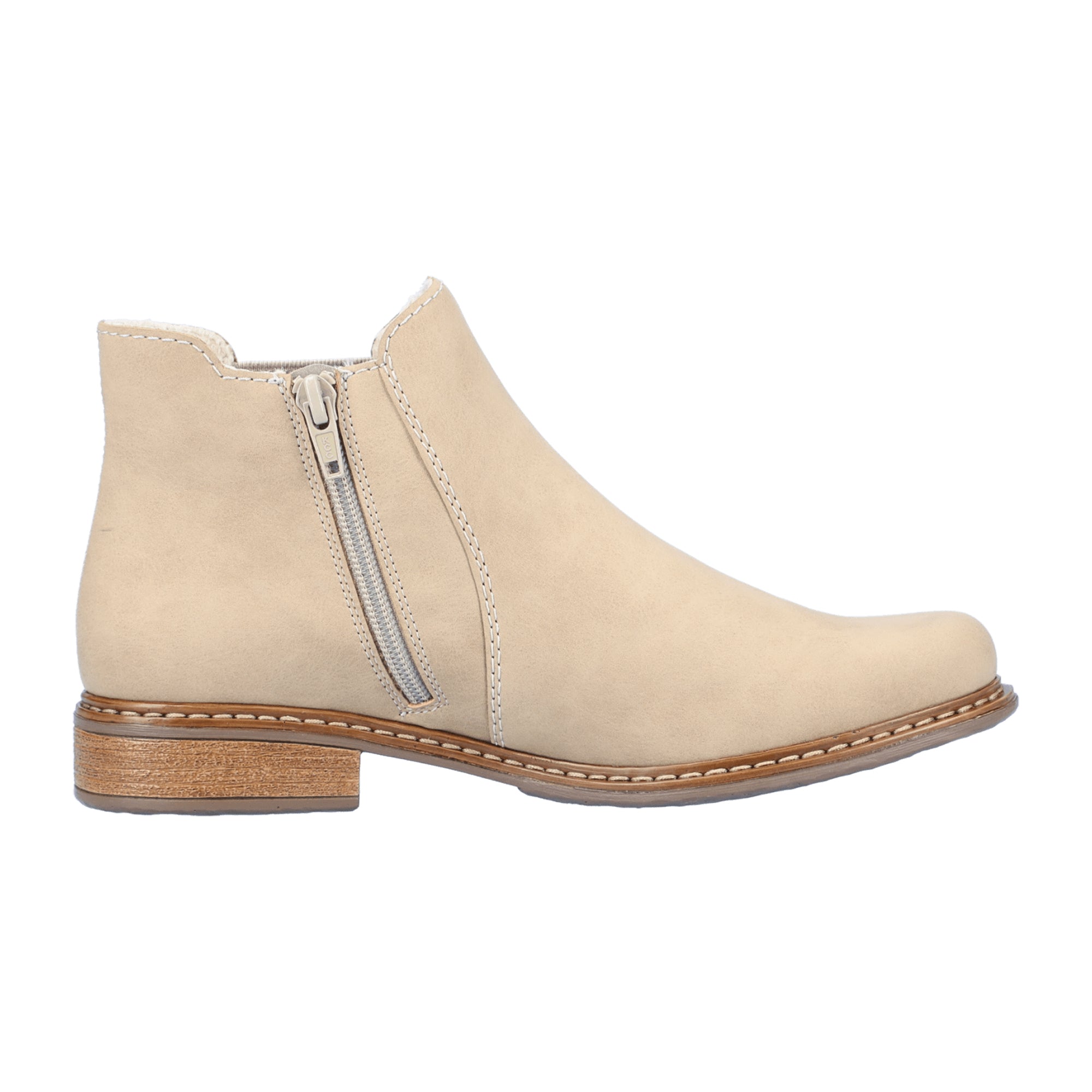Rieker Women's Beige Chelsea Boots with Zipper and Warm Lining for Winter Comfort