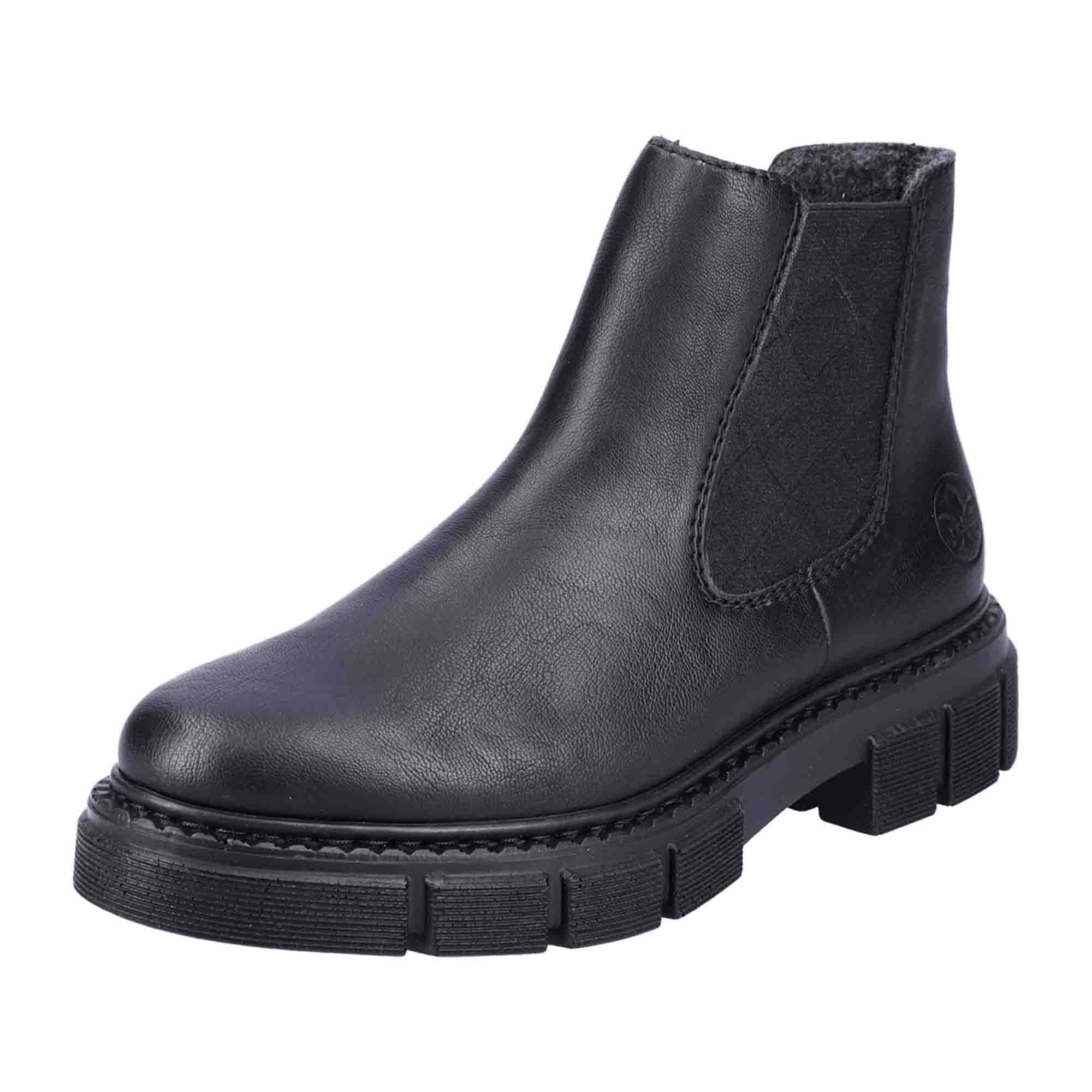 Rieker Black Ankle Boots for Women with Zip and Warm Lining