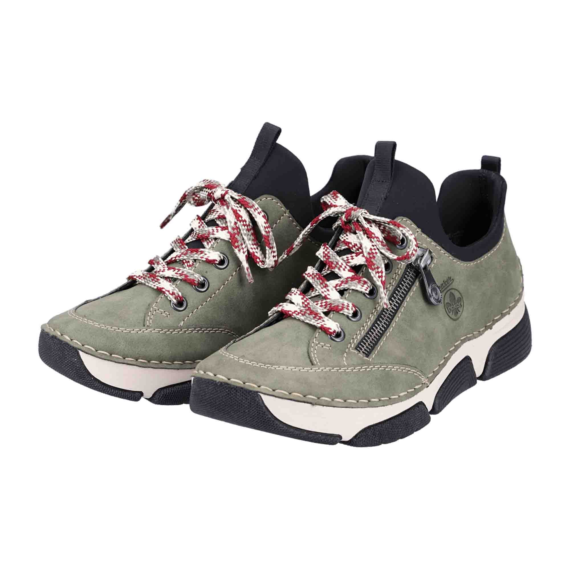 Rieker Women's Casual Olive Slip-On Shoes with Comfortable Shock-Absorbing Sole