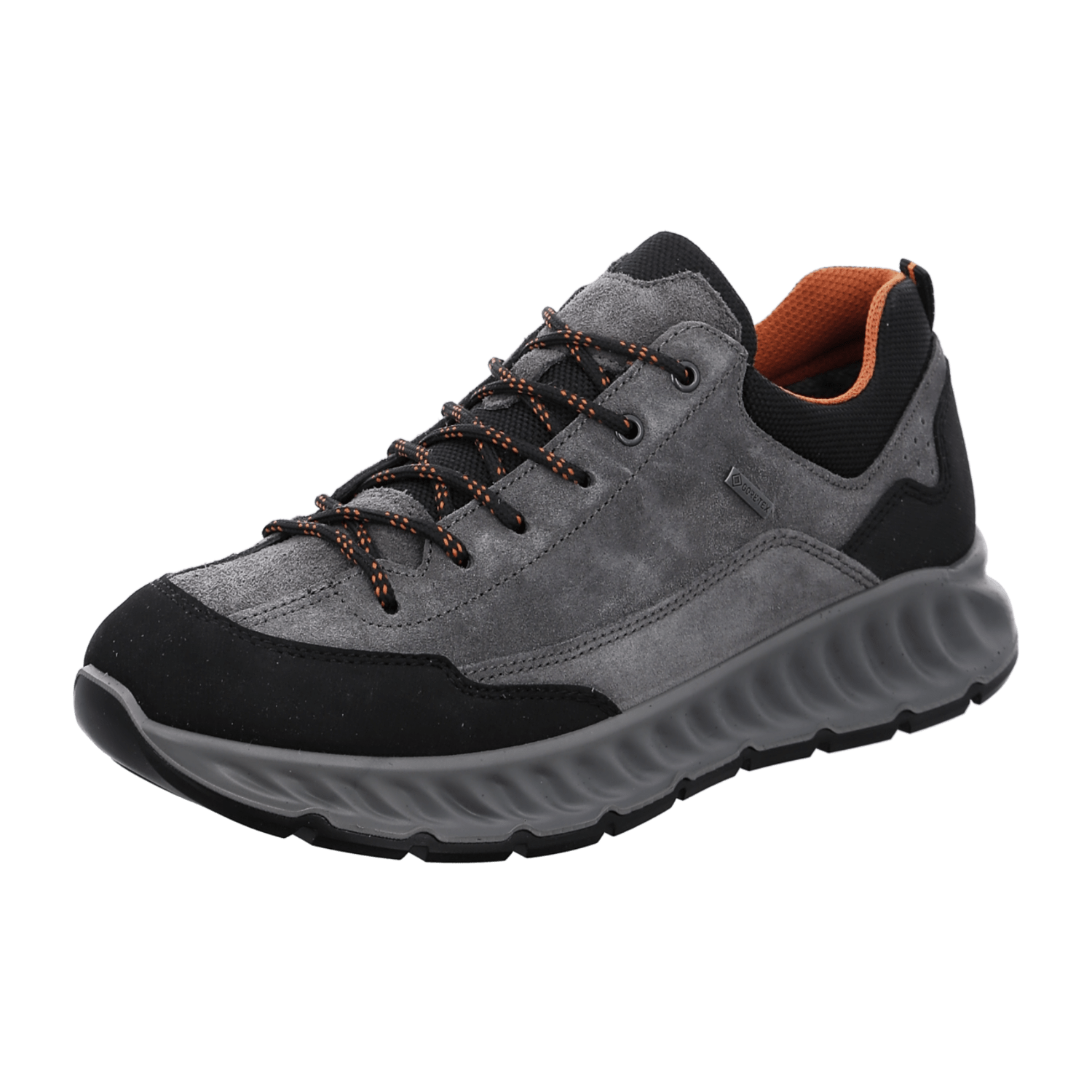 ARA PAOLO Men's Suede Sneakers with Lace-Up Closure and Round Toe in Grey