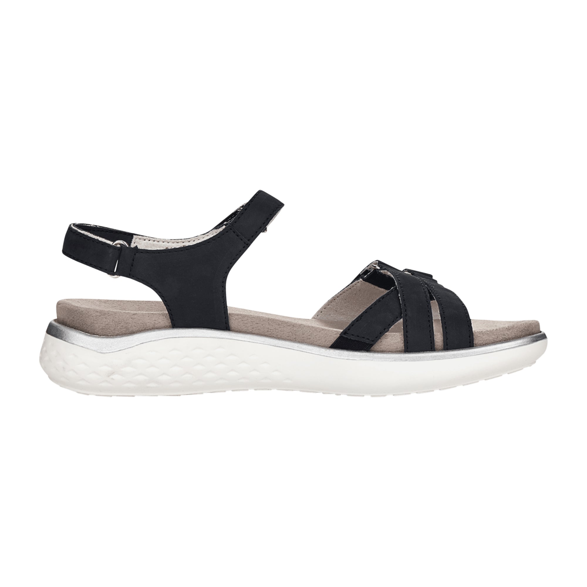 Remonte Women's Blue Sandals Comfortable Leather Soft Foam Footbed Velcro Closure
