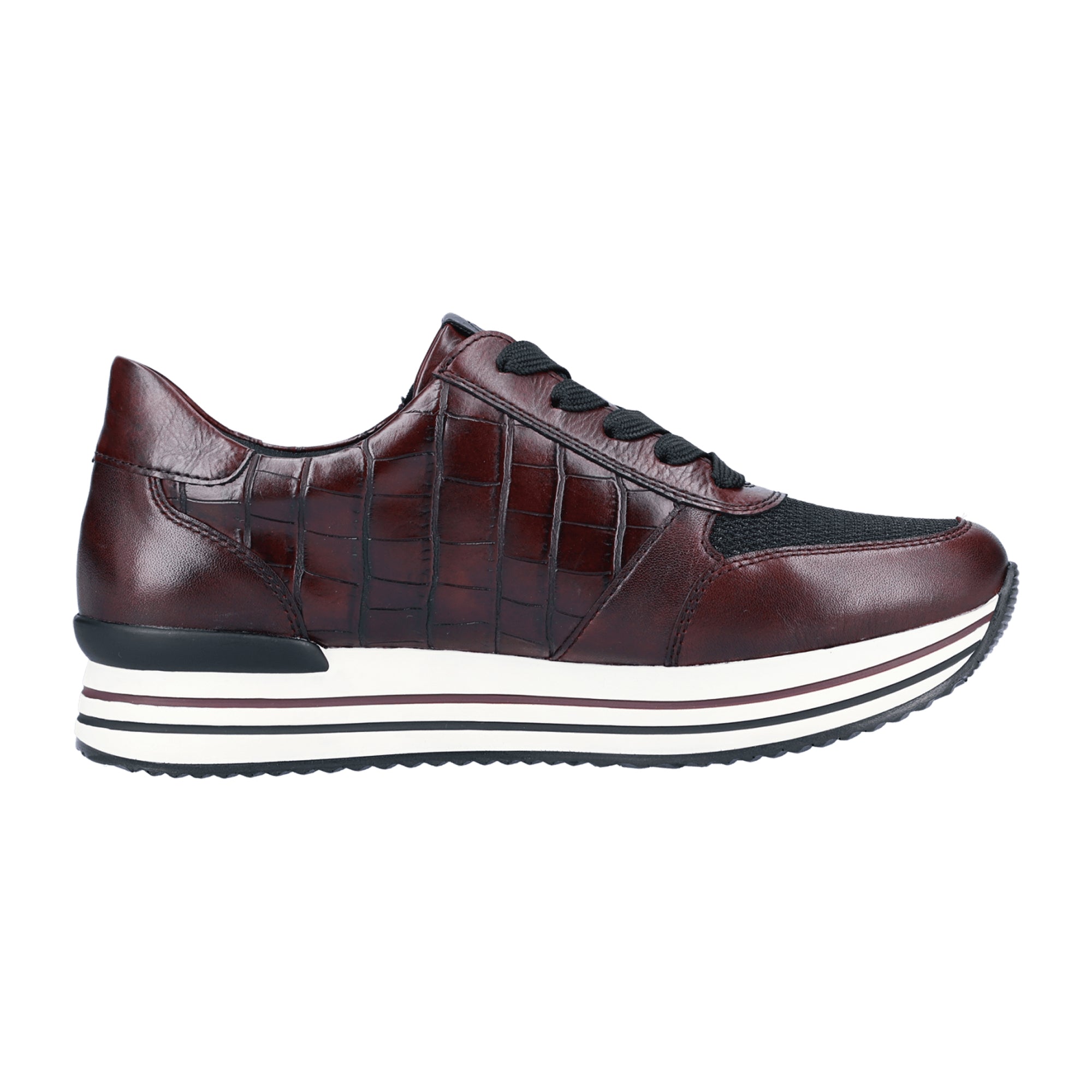Remonte Red Women's Sporty Lace-Up Shoes with Leather Look and Zip Closure