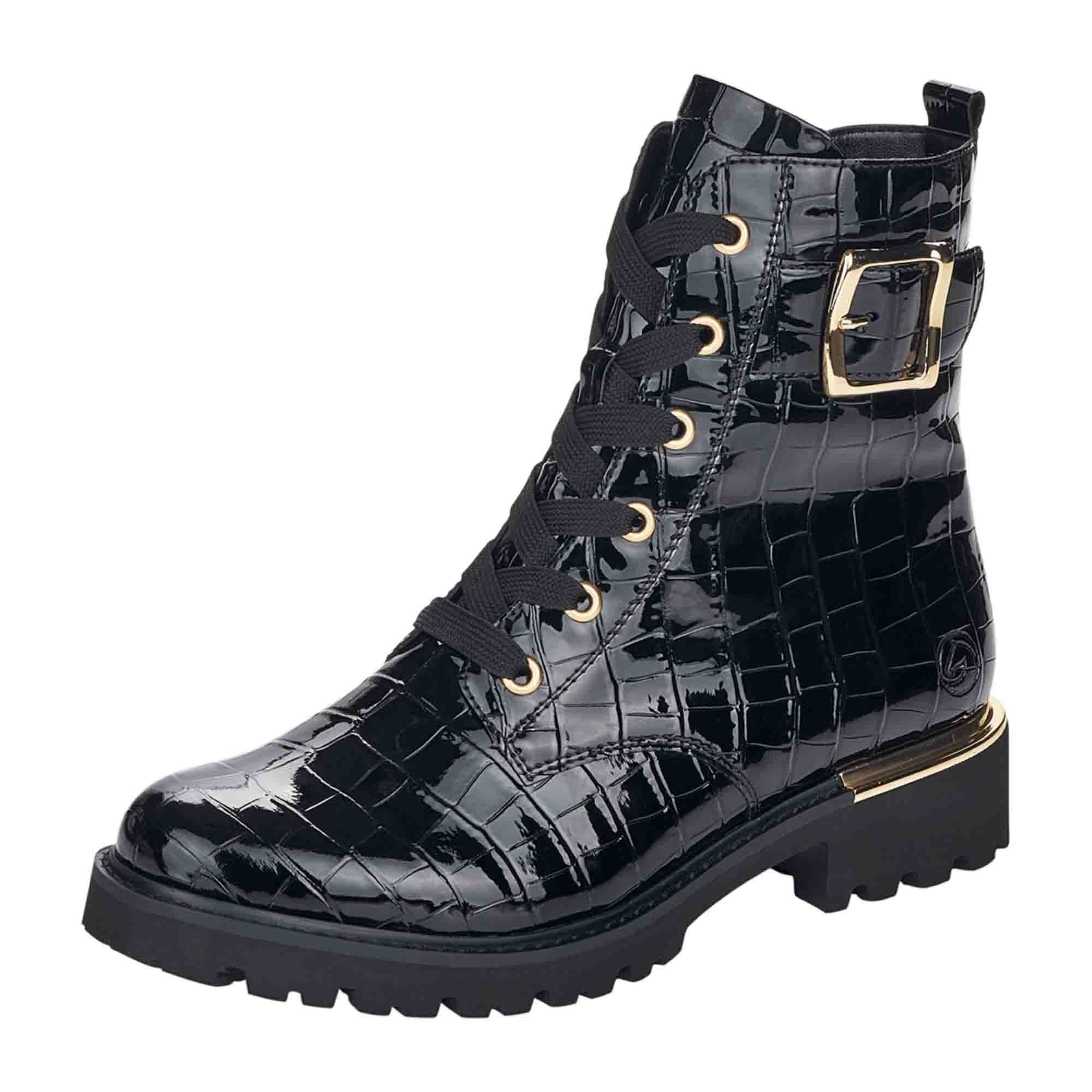 Remonte Dorndorf Women's Black Boots with Gold Details and Removable Insole