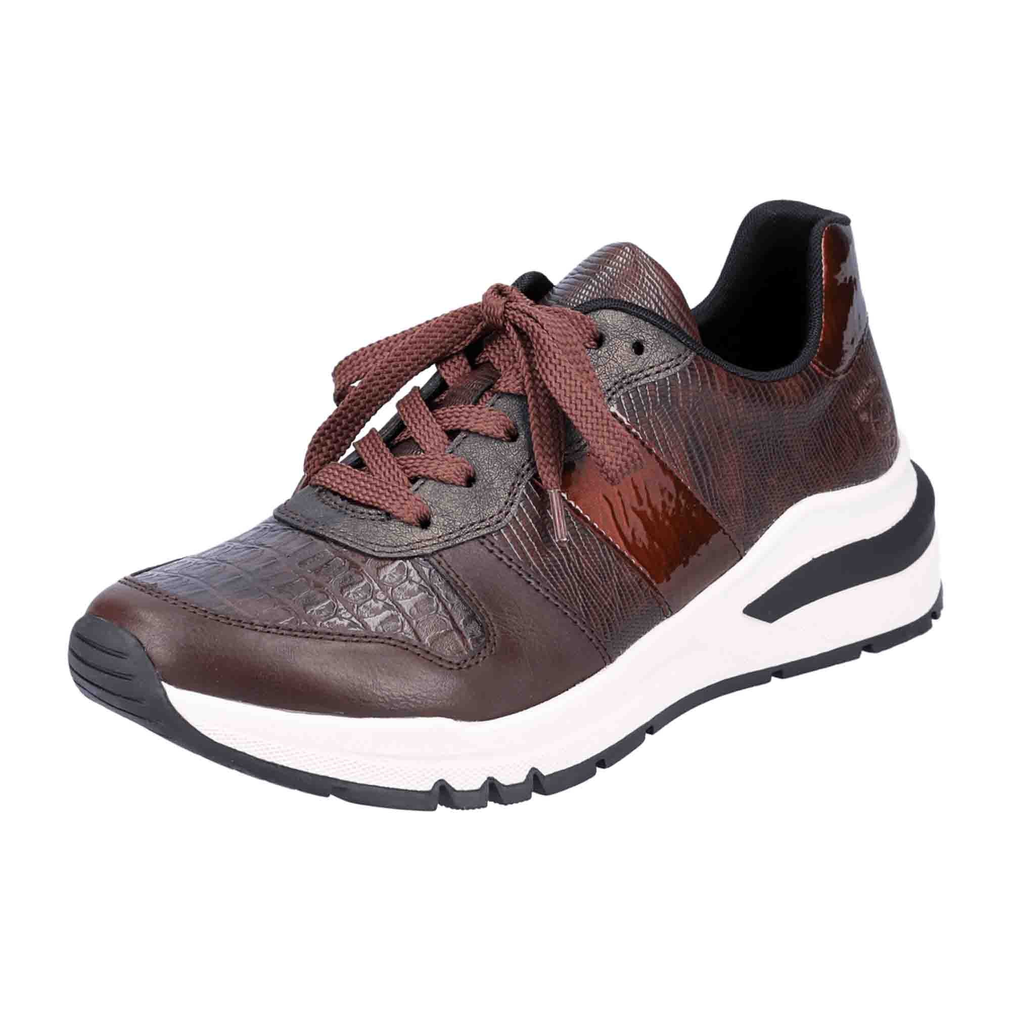 Rieker Women's Lace-Up Brown Sneakers Comfortable Synthetic Leather Casual Shoes