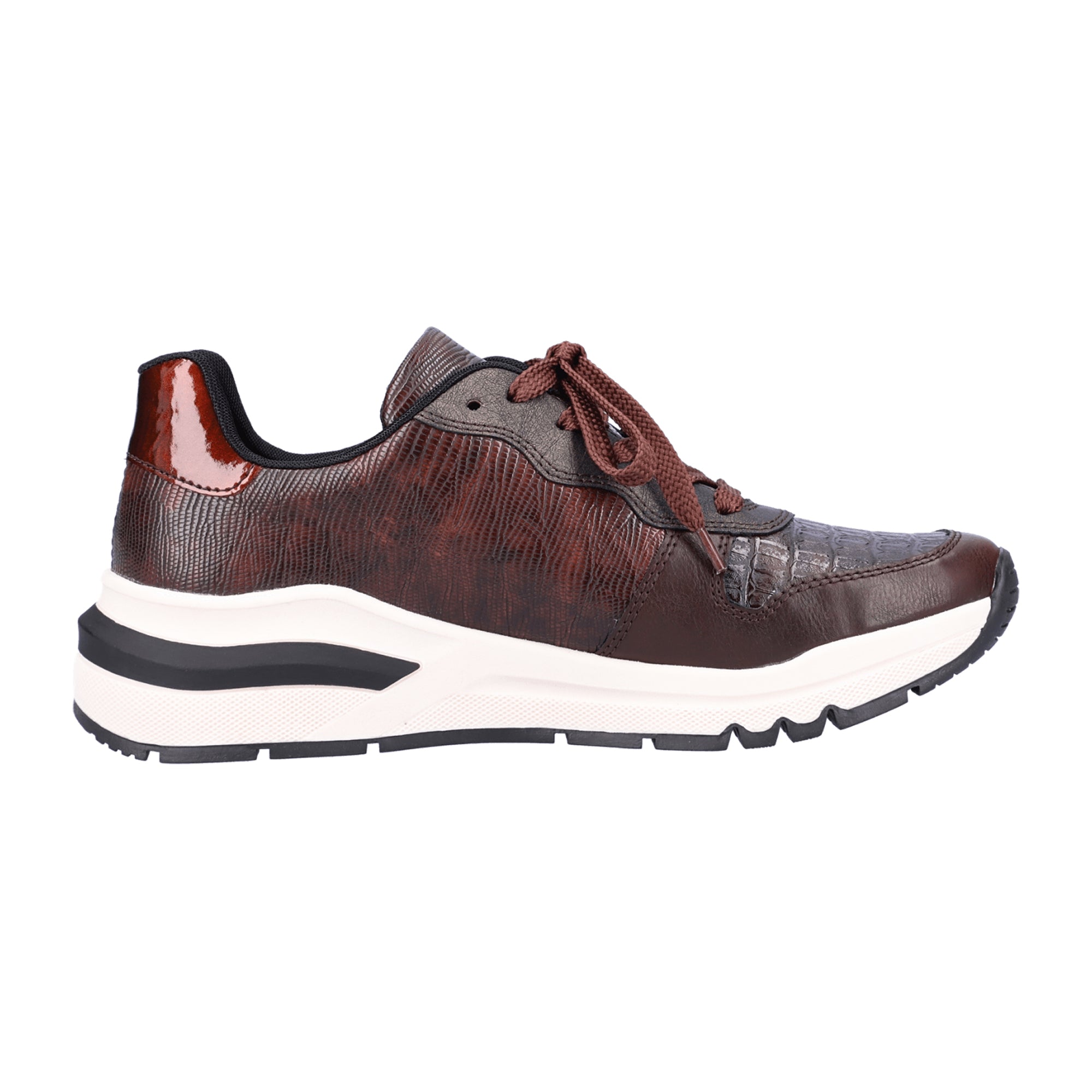 Rieker Women's Lace-Up Brown Sneakers Comfortable Synthetic Leather Casual Shoes