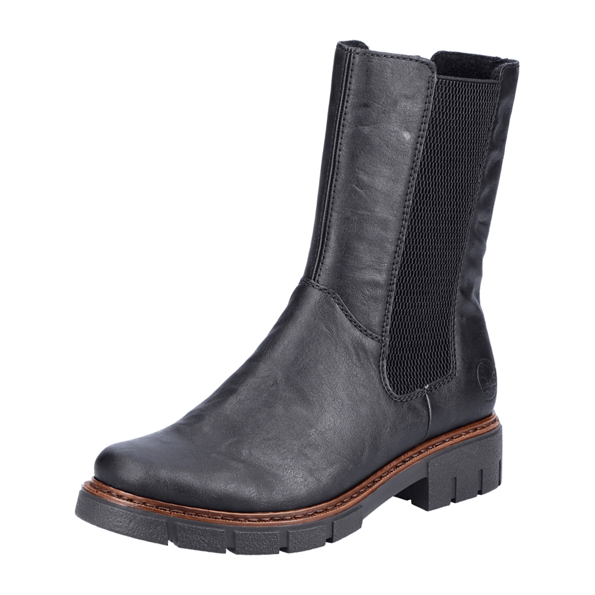 Rieker Women's Black Ankle Boots with Zipper and Warm Lining for Winter