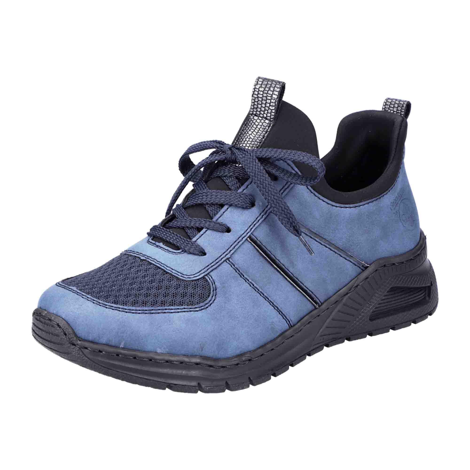 Rieker Women's Casual Lace-Up Shoes Blue with Removable Insole and Wide Fit