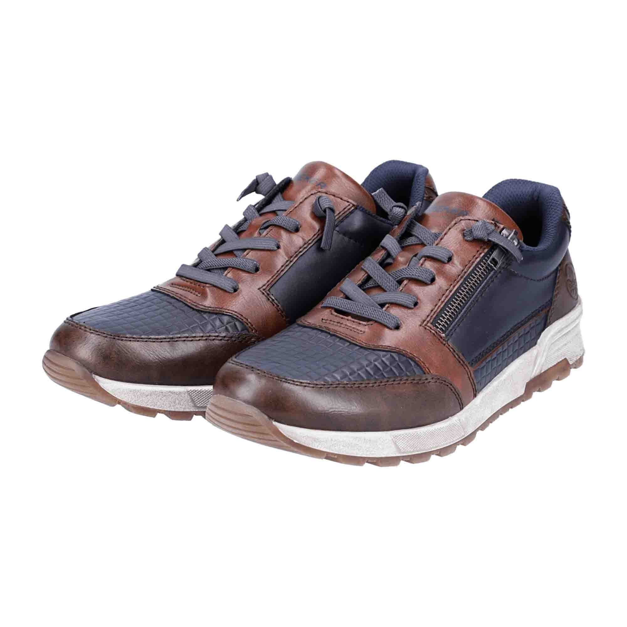 Rieker HWK Men's Blue Casual Sneakers with Lace-Up Design and Comfort Fit