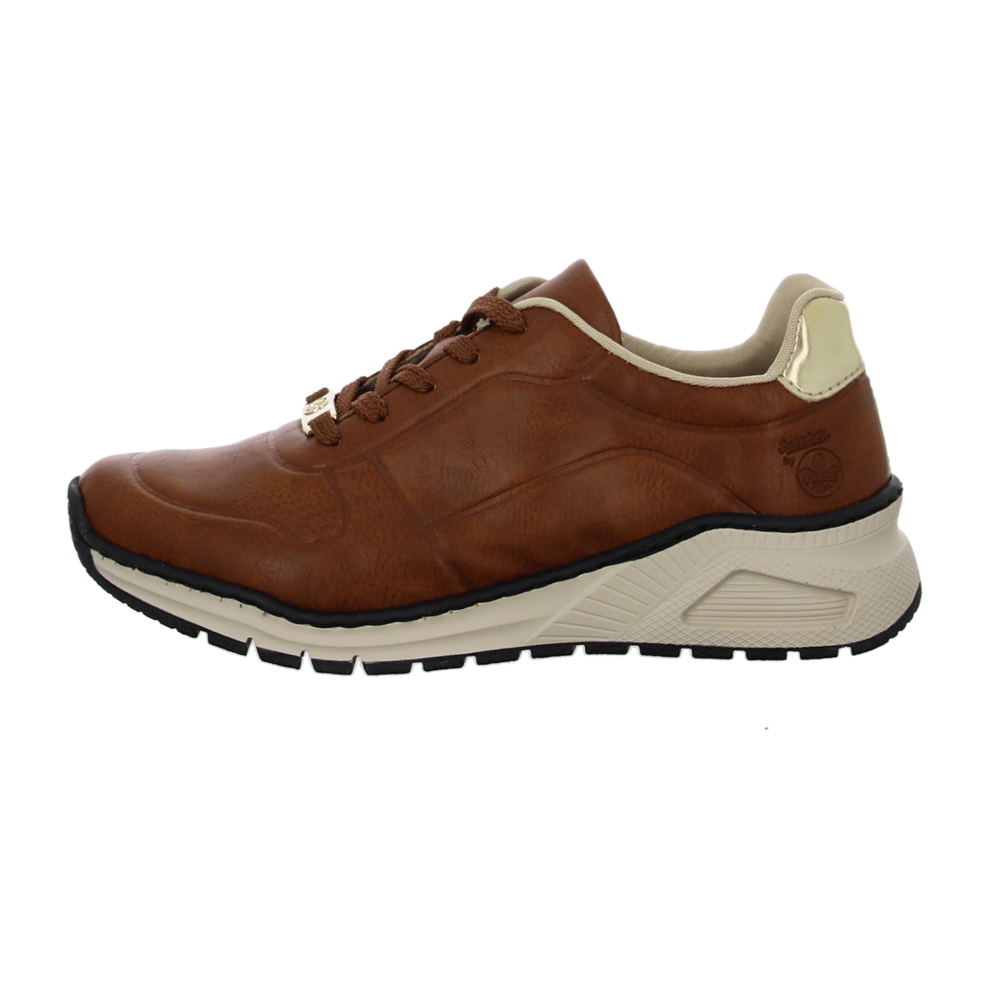 Rieker Women's Brown Lace-Up Sneakers Comfortable Shock-Absorbing Sole