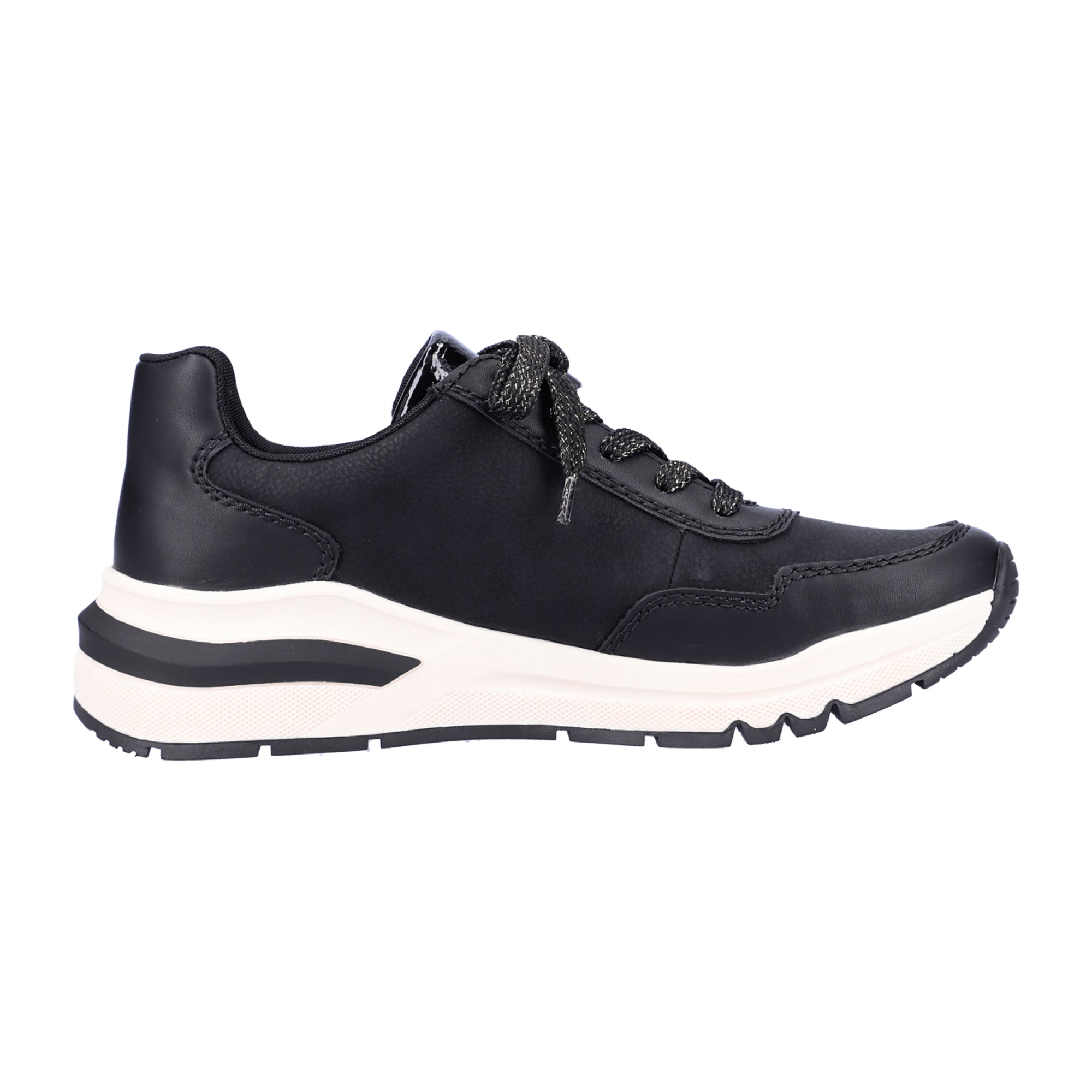 Rieker Women's Black Lace-Up Sneakers Comfortable Wide Fit Synthetic Shoes