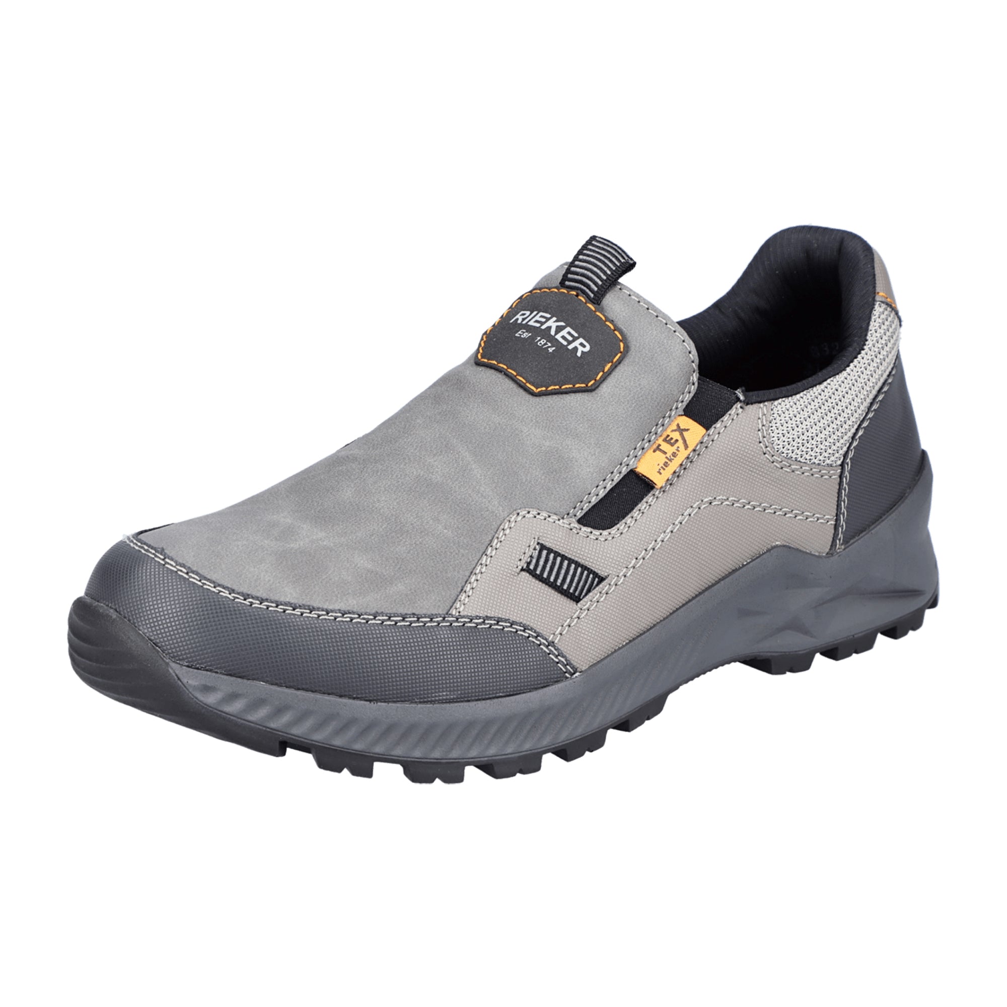 Rieker B3252-90 Men's Gray Slip-On Shoes Comfortable Water-Resistant Casual