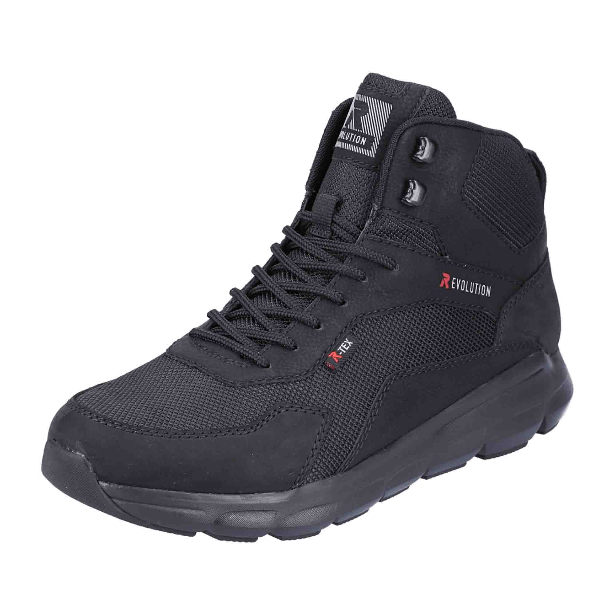Rieker Evolution Men's Black Boots with Zipper and Laces for Comfort and Style