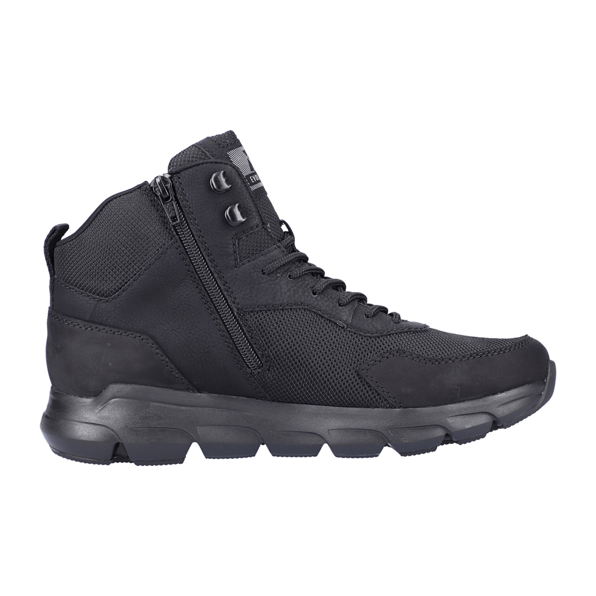 Rieker Evolution Men's Black Boots with Zipper and Laces for Comfort and Style